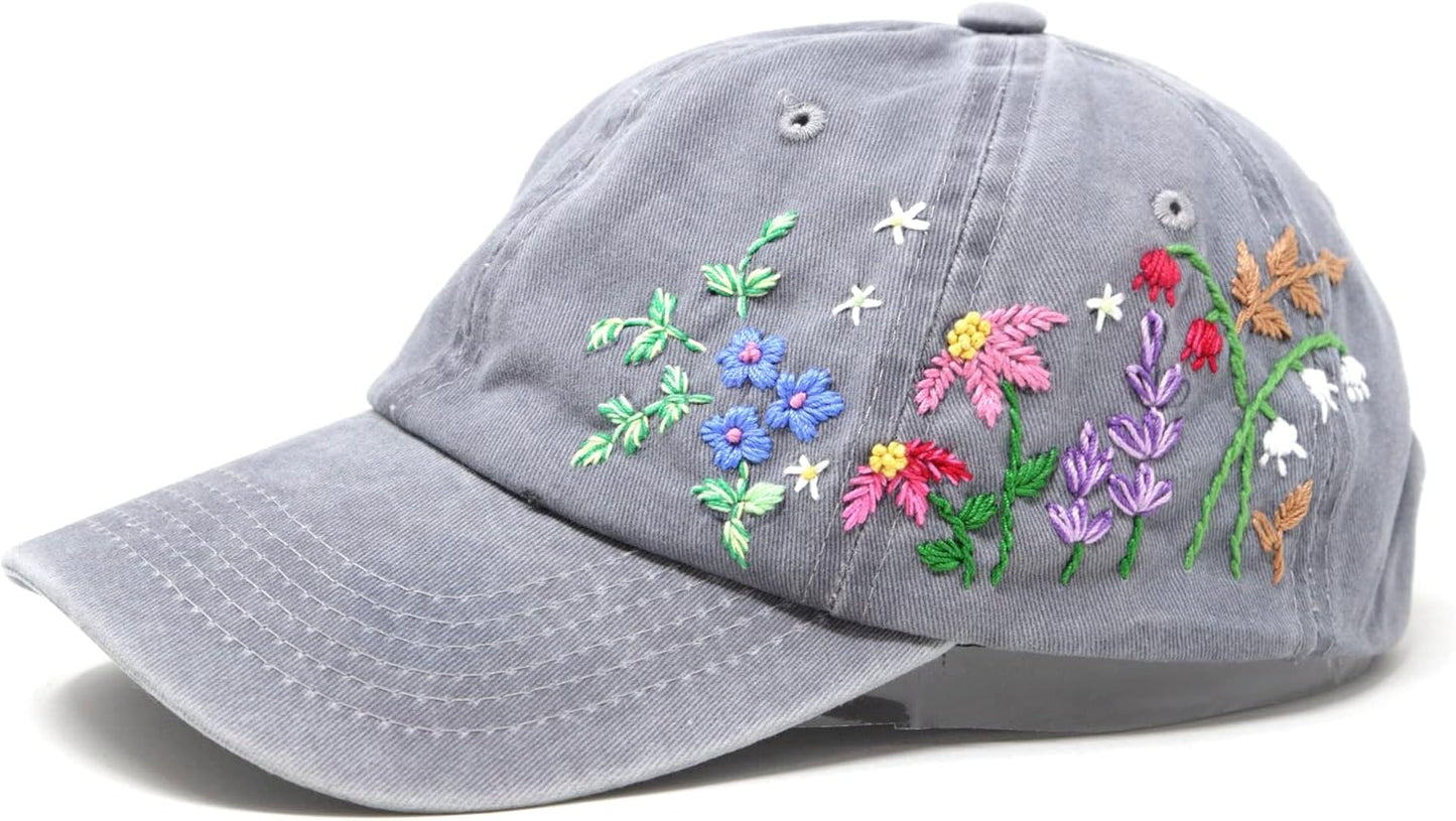 Unique Hand Embroidered Floral Baseball Cap for Stylish Looks