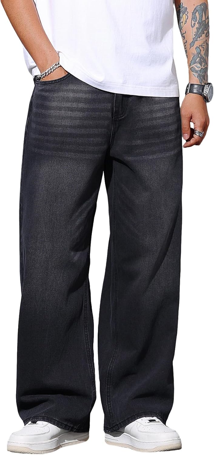 Mens Wide Leg Baggy Jeans for Casual Fashion and Comfort