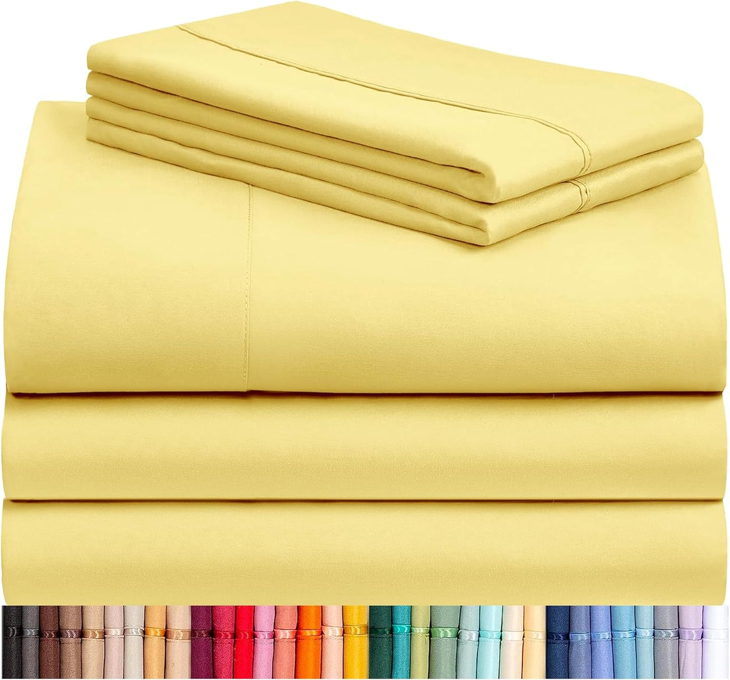 LuxClub 5 PC Sheet Set for Split King Beds with Deep Pockets