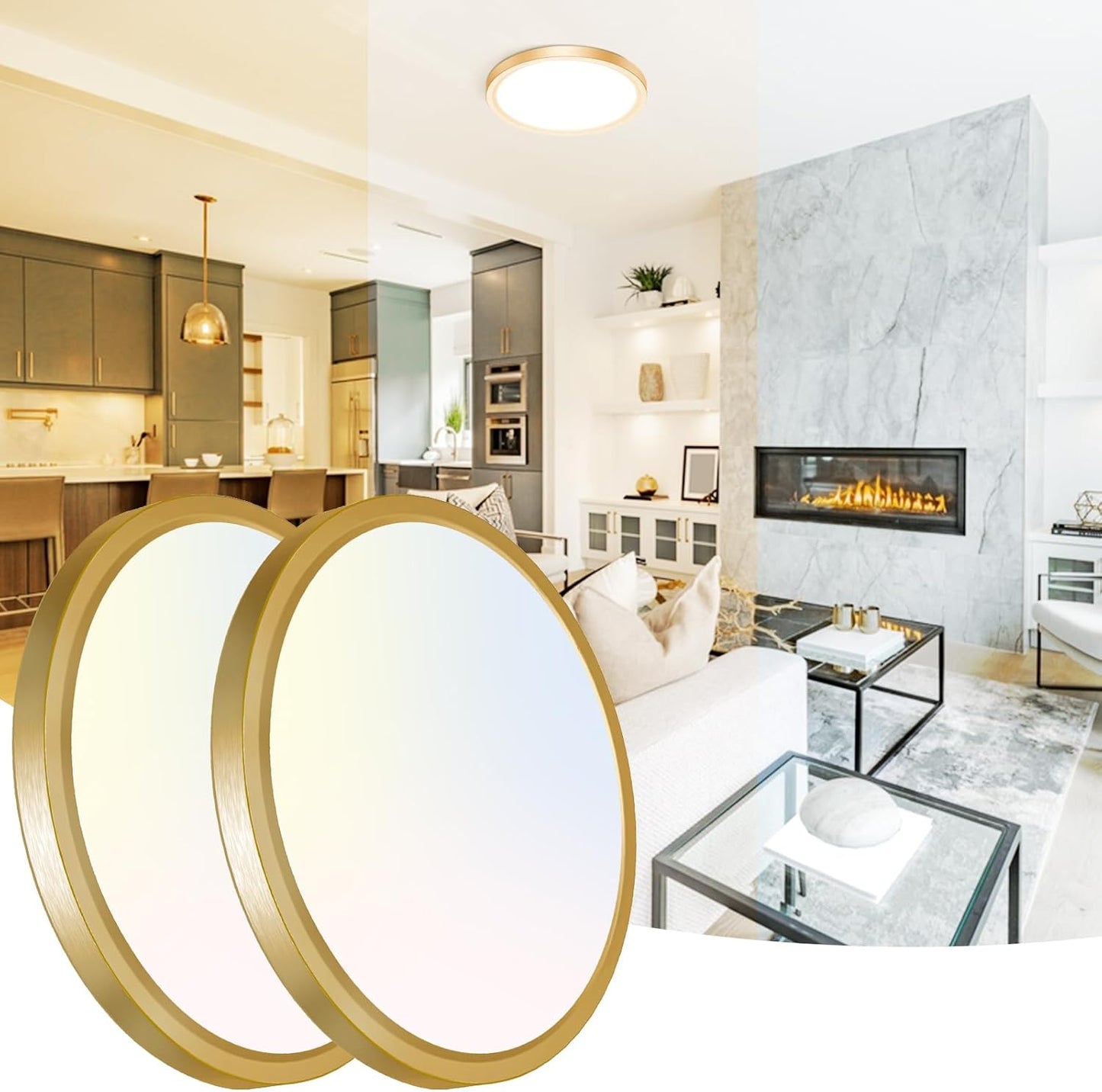 Peasur 12 Inch LED Ceiling Light - Modern Gold Flush Mount