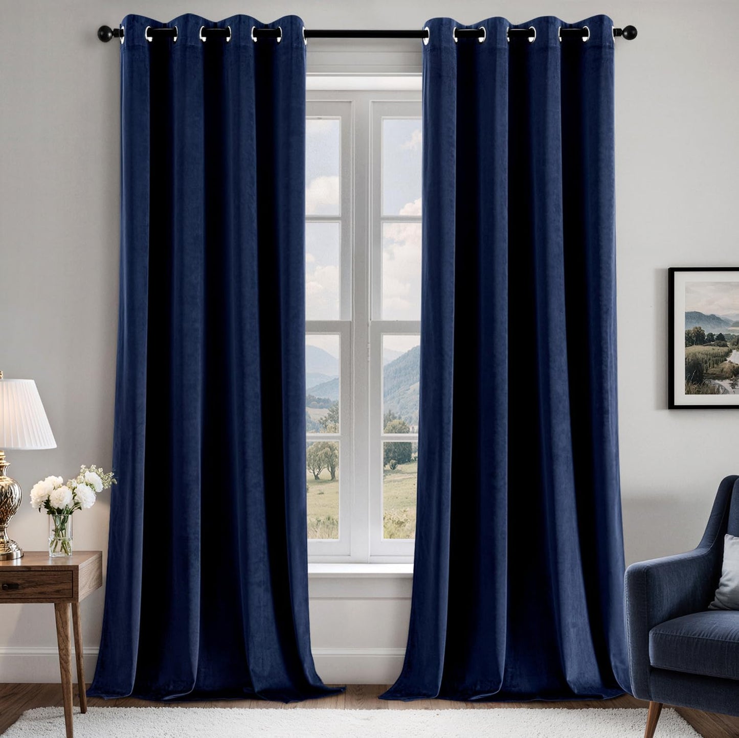 EMEMA Velvet Blackout Curtains for Bedroom and Living Room