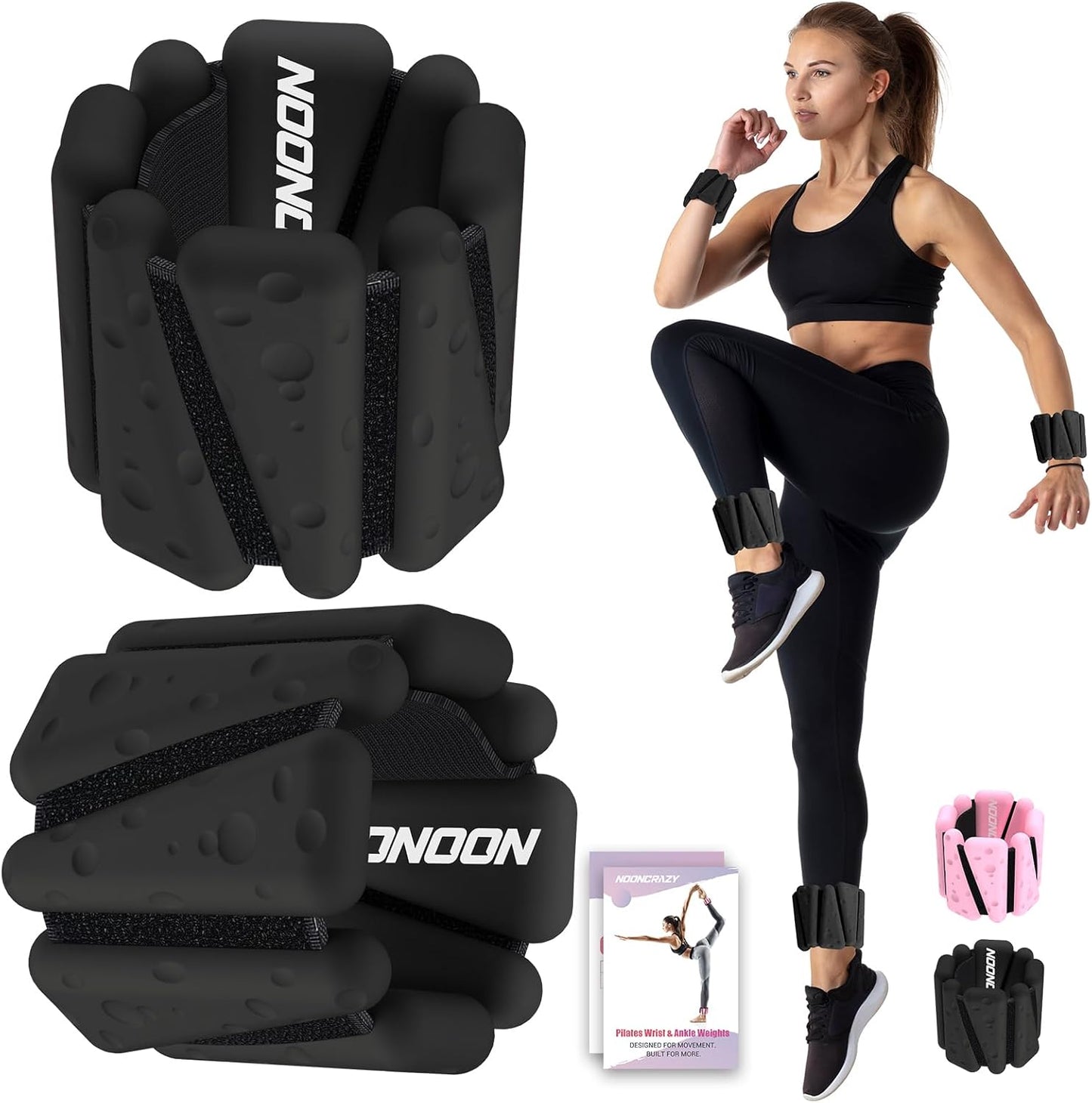 Wrist Ankle Weights Bangles for Women - Adjustable Silicone 4lb