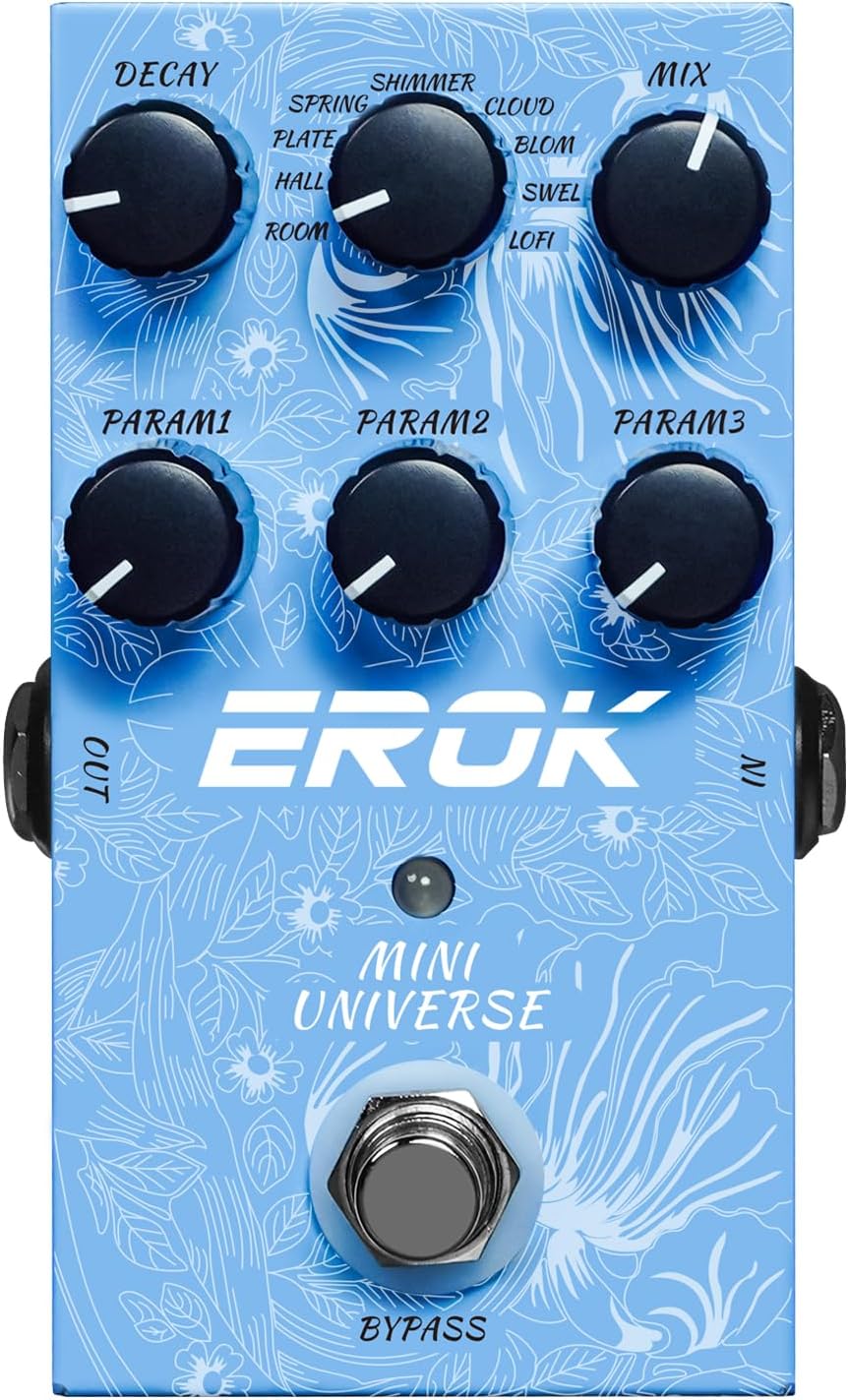 EROK Reverb Pedal with 9 Versatile Effects for Musicians