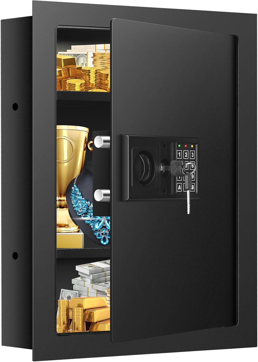 Fireproof Wall Safe 25.6 in Tall for Money and Jewelry Storage