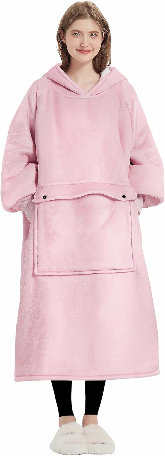 Wearable Blanket Hoodie for Adults - Cozy Sherpa Sweatshirt