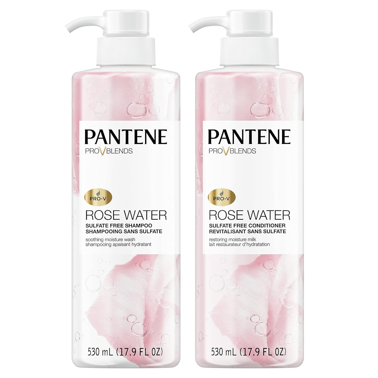 Pantene Rose Water Shampoo & Conditioner Set, Hydrating & Color-Safe, Pro-V Blend