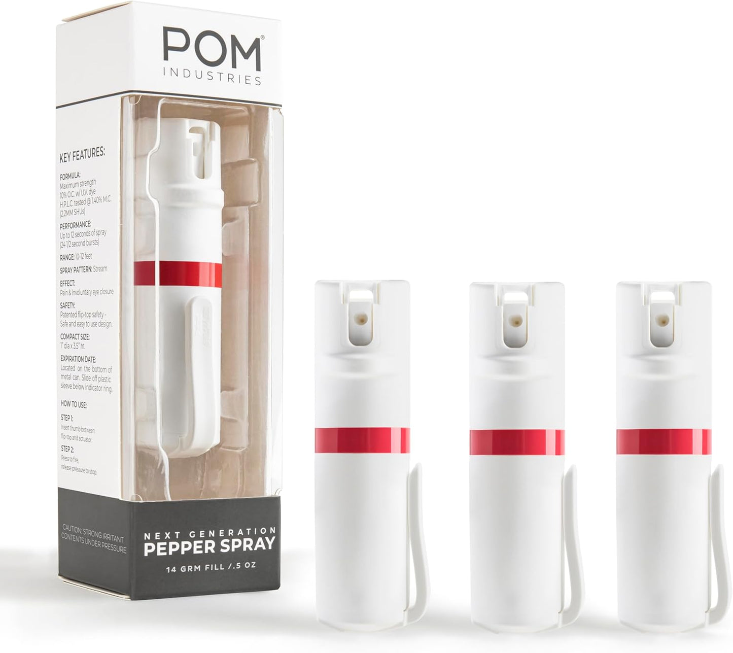POM Pepper Spray with Pocket Clip for Tactical Everyday Carry
