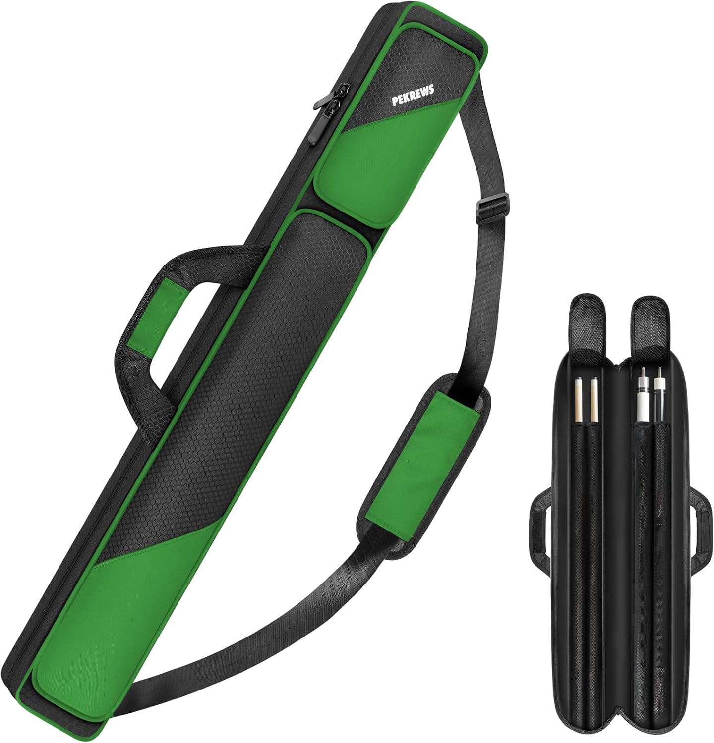 Sturdy Pool Cue Case with Ample Storage for 2 Sticks and Accessories