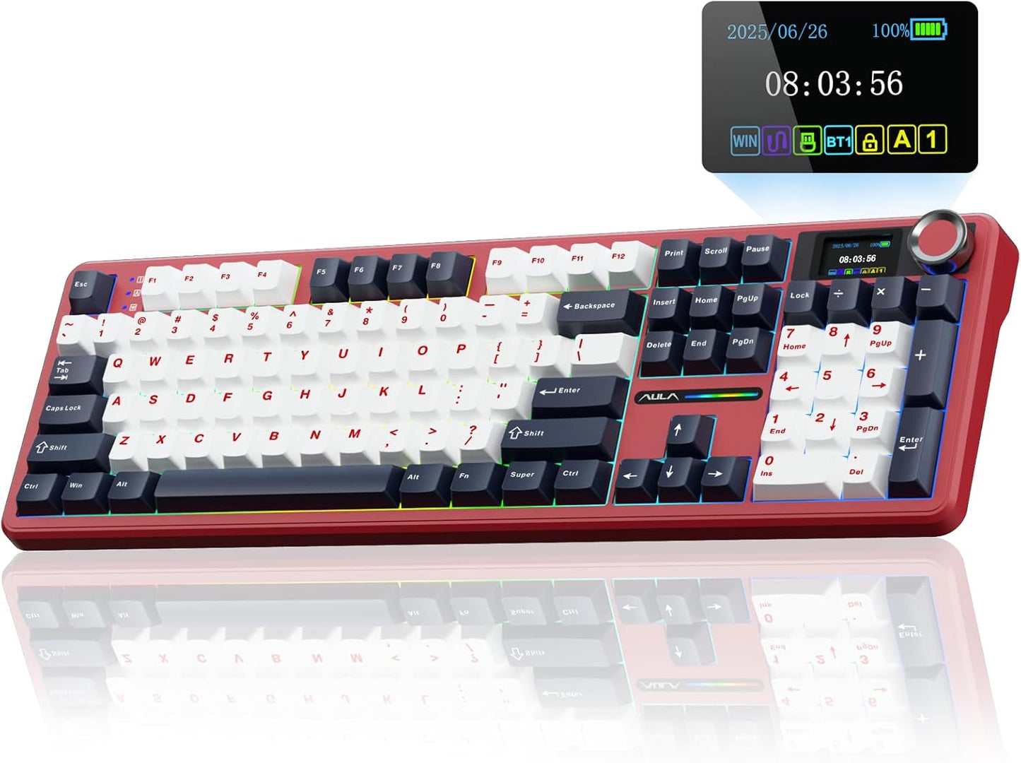 AULA F108 Pro Wireless Mechanical Keyboard with Smart Screen
