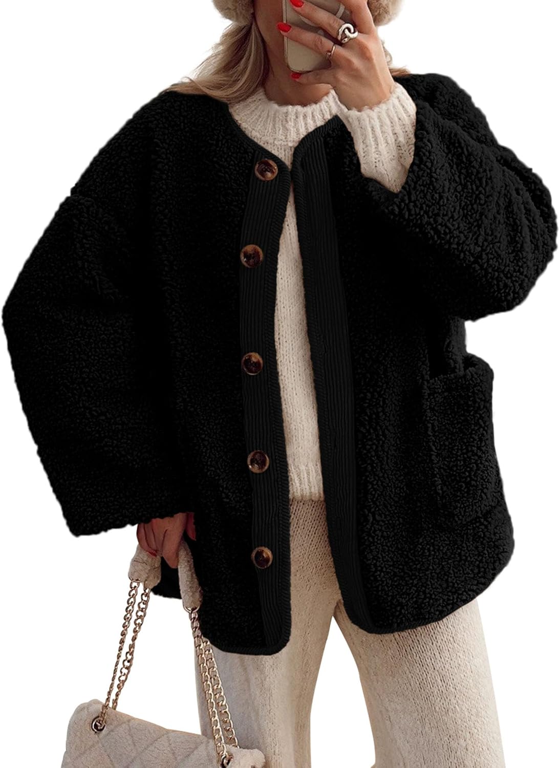 PRETTYGARDEN Women's Fuzzy Sherpa Fleece Jackets for Winter