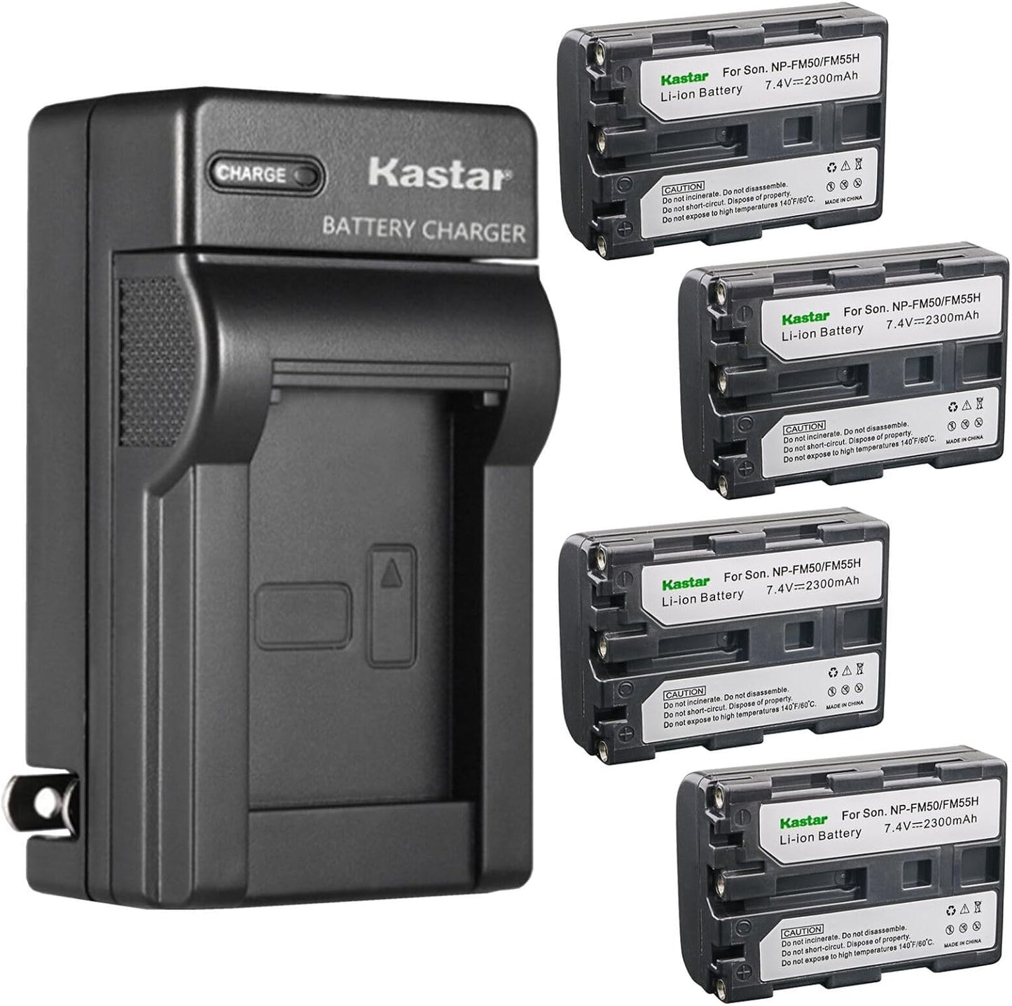 Kastar 4-Pack Battery and AC Wall Charger for Sony Cameras