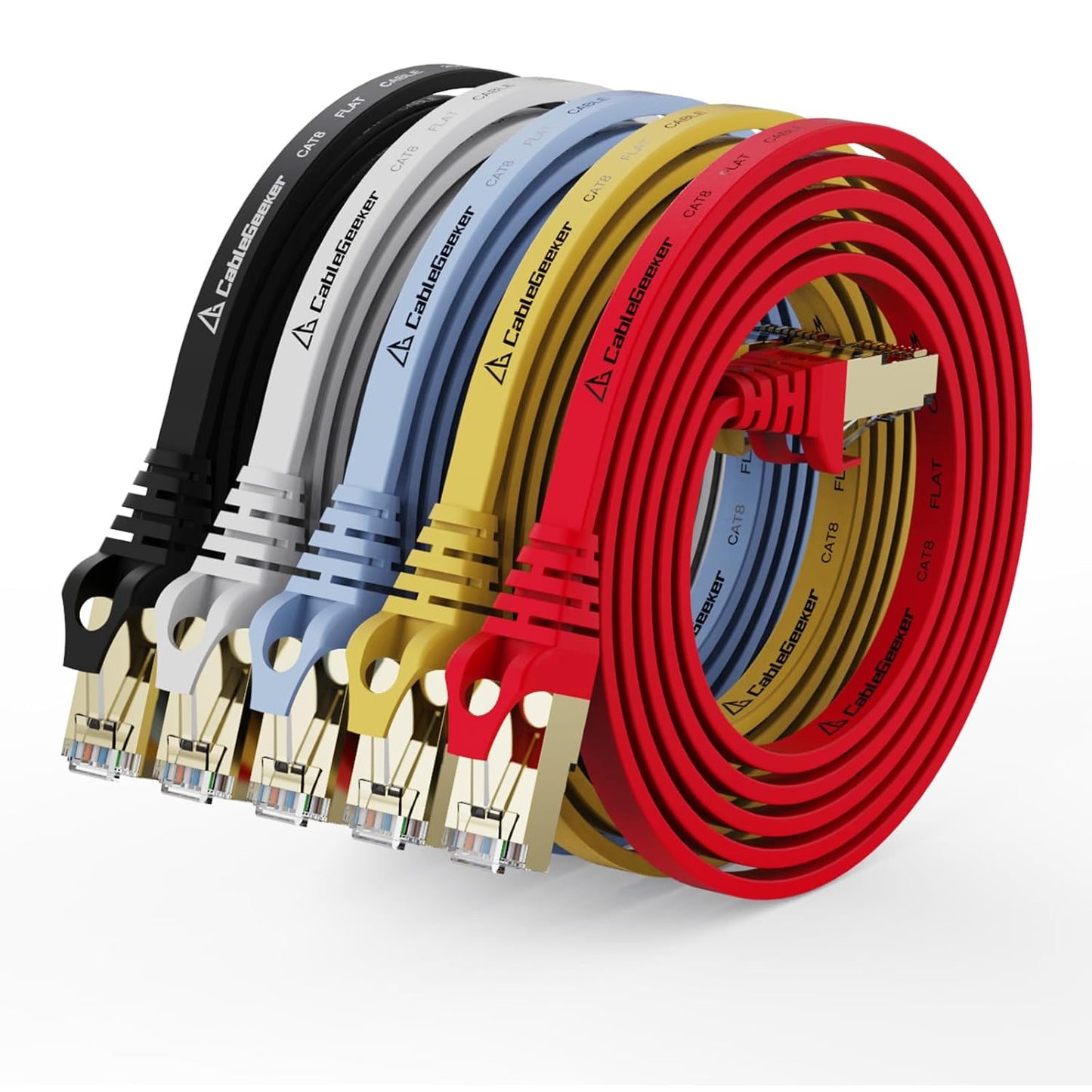 Cat 8 Ethernet Cable 5-Pack Fast LAN Network