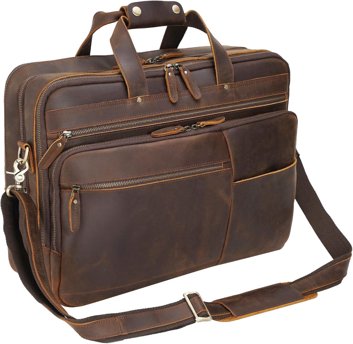 Polare X-Large Leather Briefcase for Men - Perfect for Travel