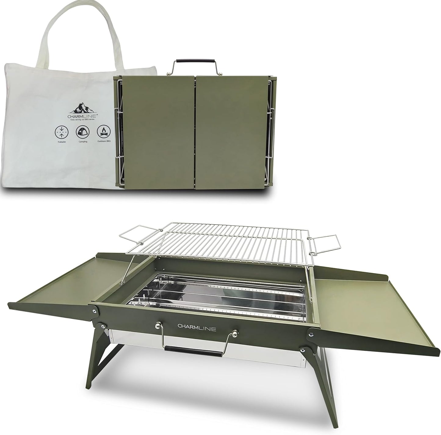 Charmline 20x14inch Big Desktop Charcoal Grill for BBQ Fun