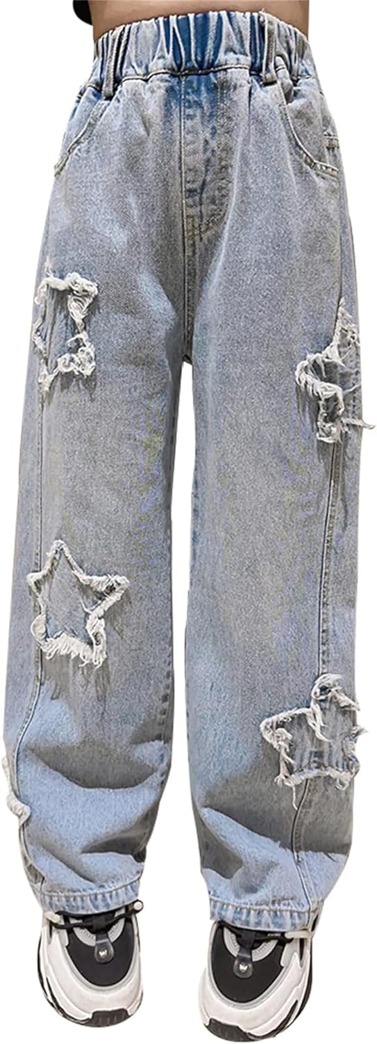 Baggy Jeans for Girls - Stylish Wide Leg Denim Pants for Kids
