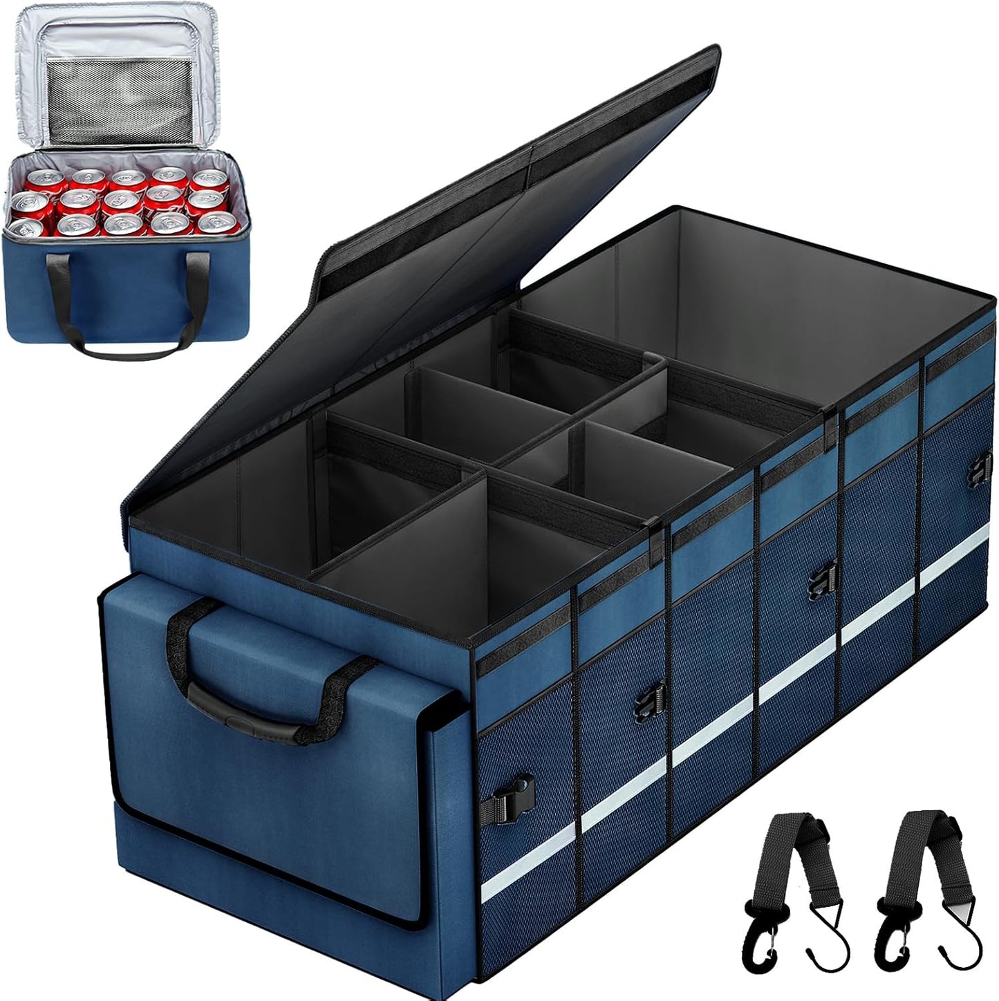Car Trunk Organizer with Removable Cooler Bag for SUVs and More