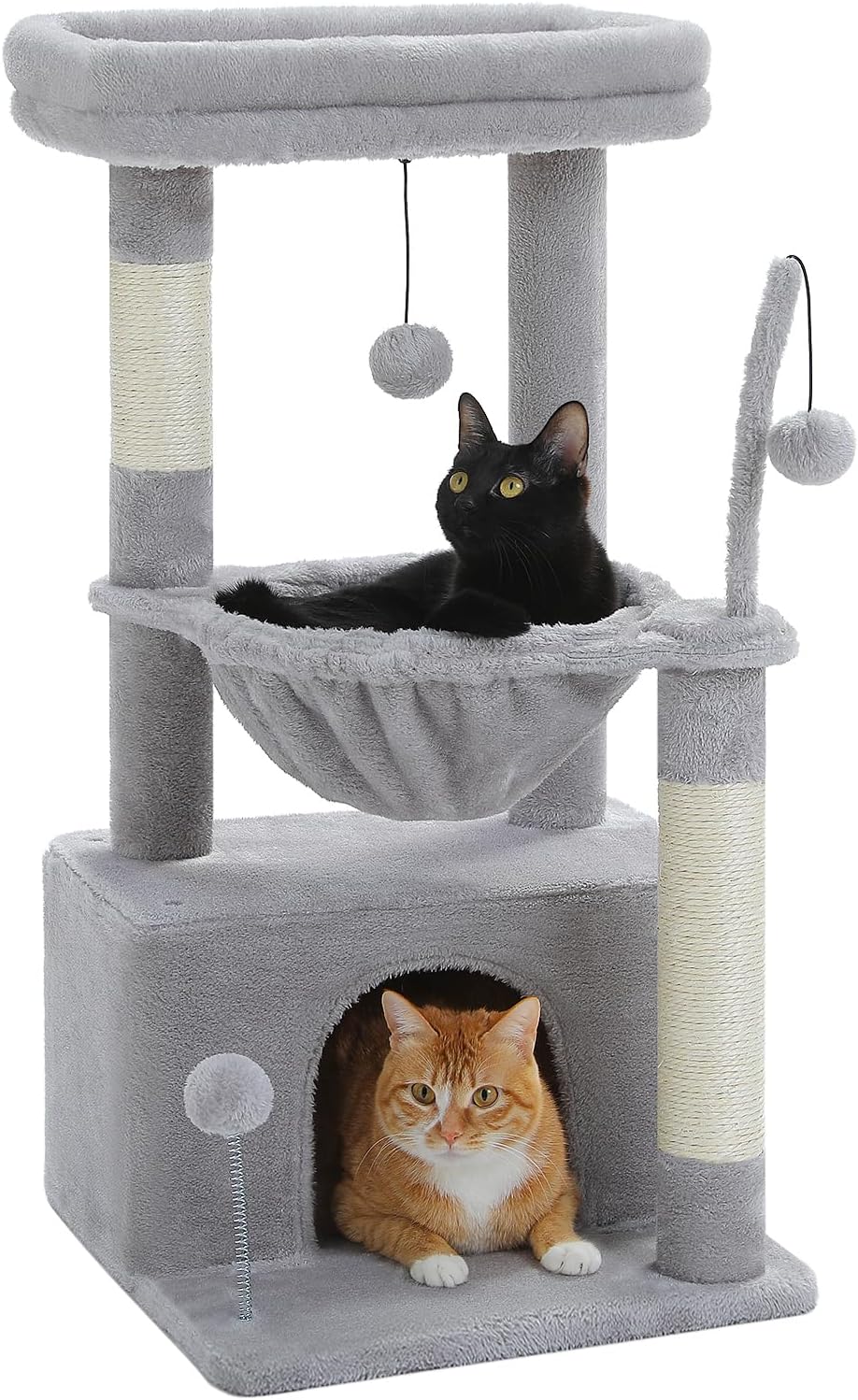 4-in-1 Cat Tree for Indoor Cats with Cozy Hammock and Perch