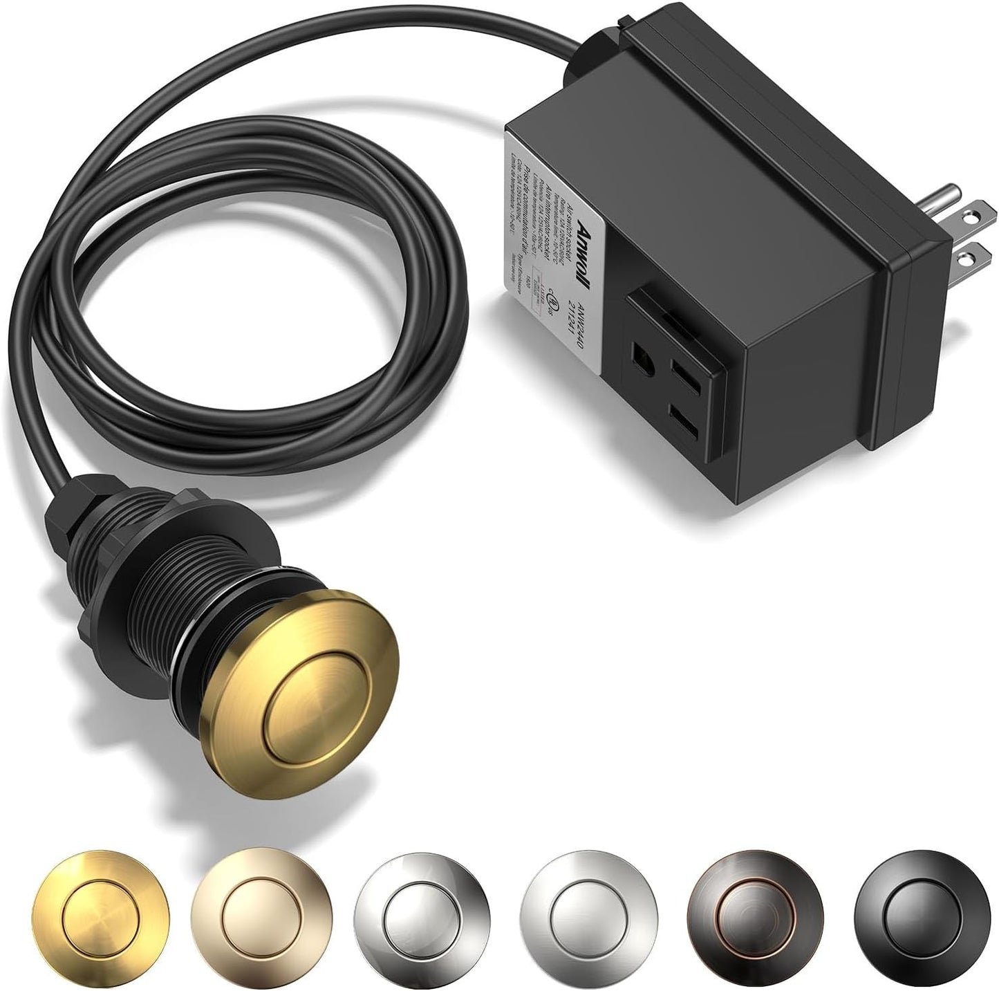 Garbage Disposal Air Switch Kit with Brushed Gold Finish