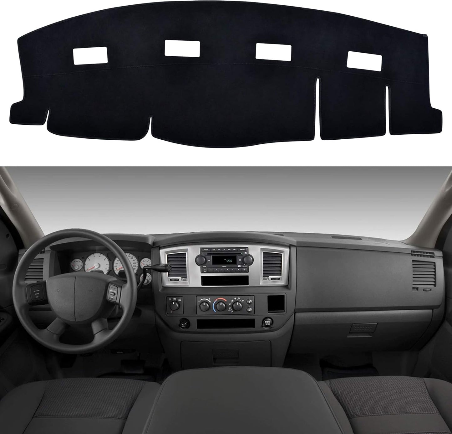 SPEEDWOW Dashboard Cover Mat for Dodge Ram 1500 2500 3500 2006-2010