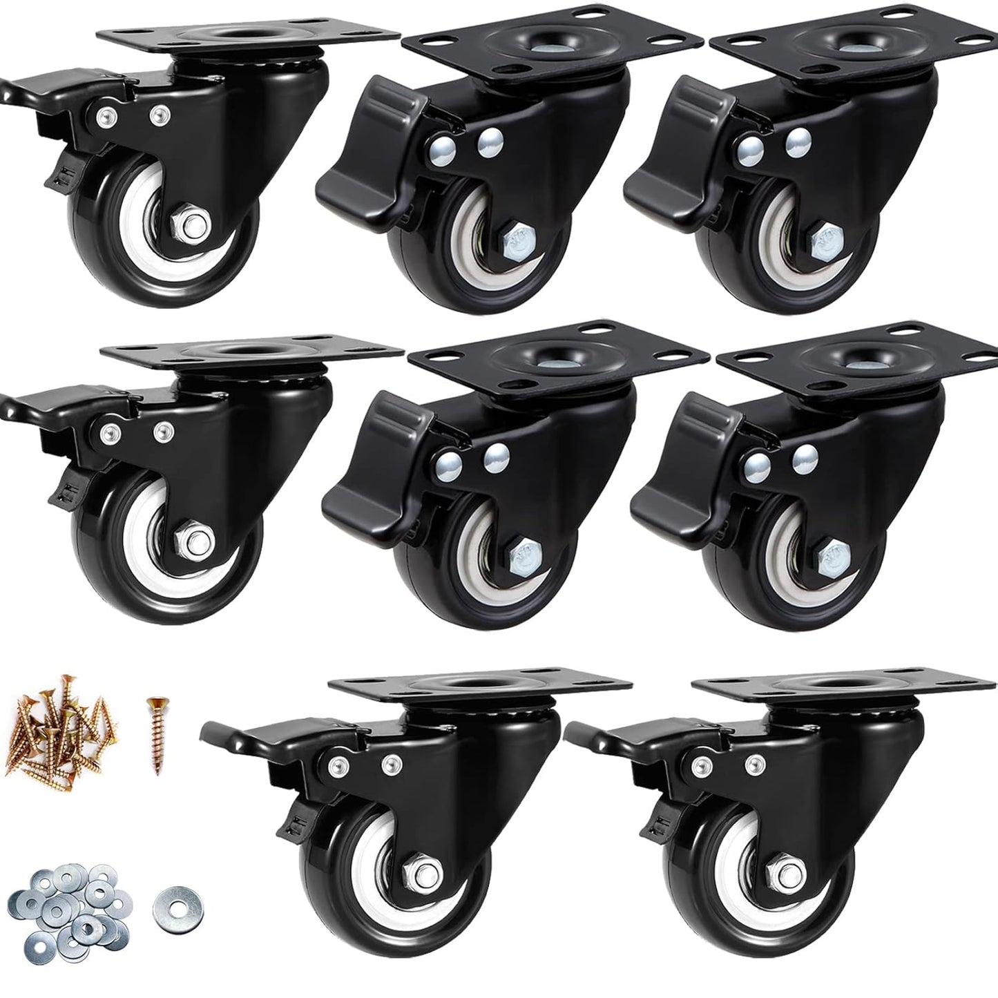 2in Caster Wheels Set of 8 Heavy Duty for Furniture and Workbench