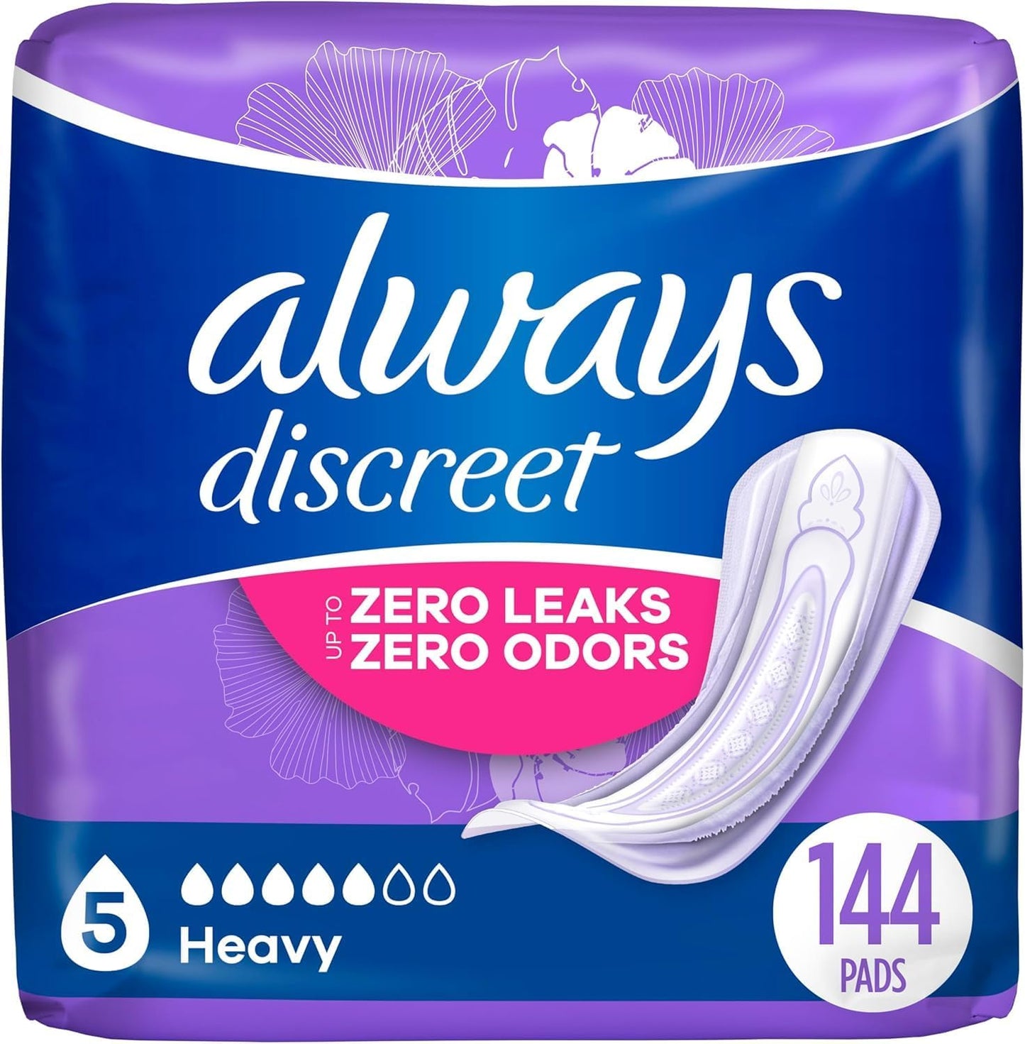 Always Discreet Incontinence Pads for Women - Heavy Absorbency