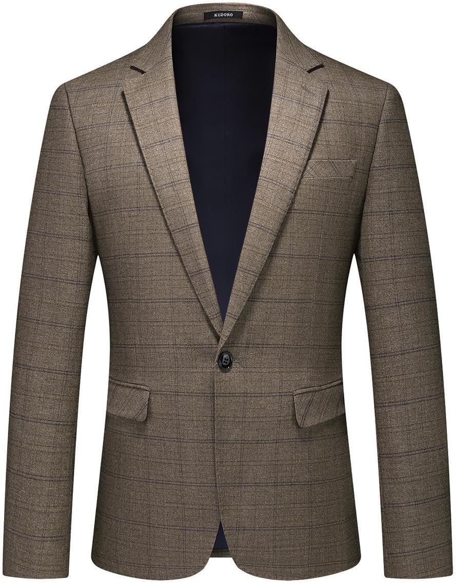 Mens Plaid Blazer Sports Coat Slim Fit Checkered Blazer for Men