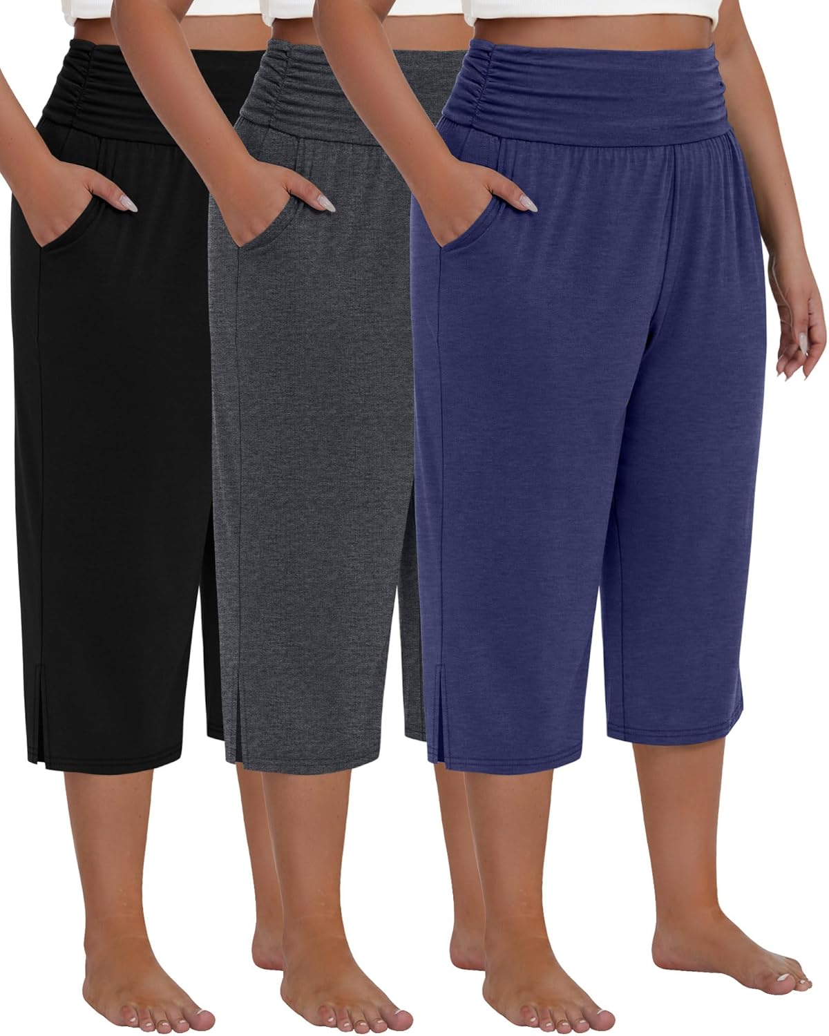 Neer Women's Plus Size Cotton Capri Pants for Comfort