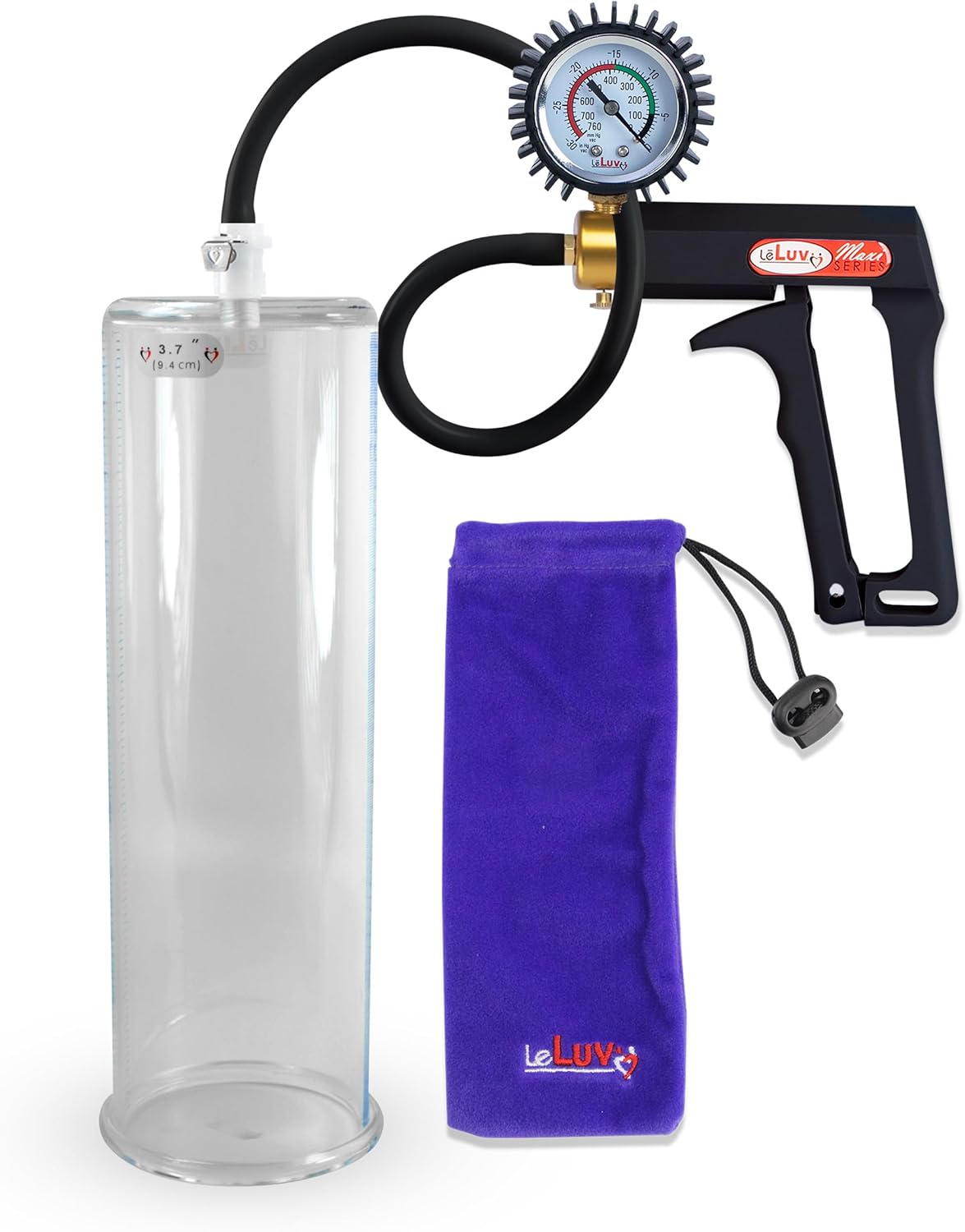 LeLuv Black Maxi Penis Pump with Premium Silicone Hose Kit