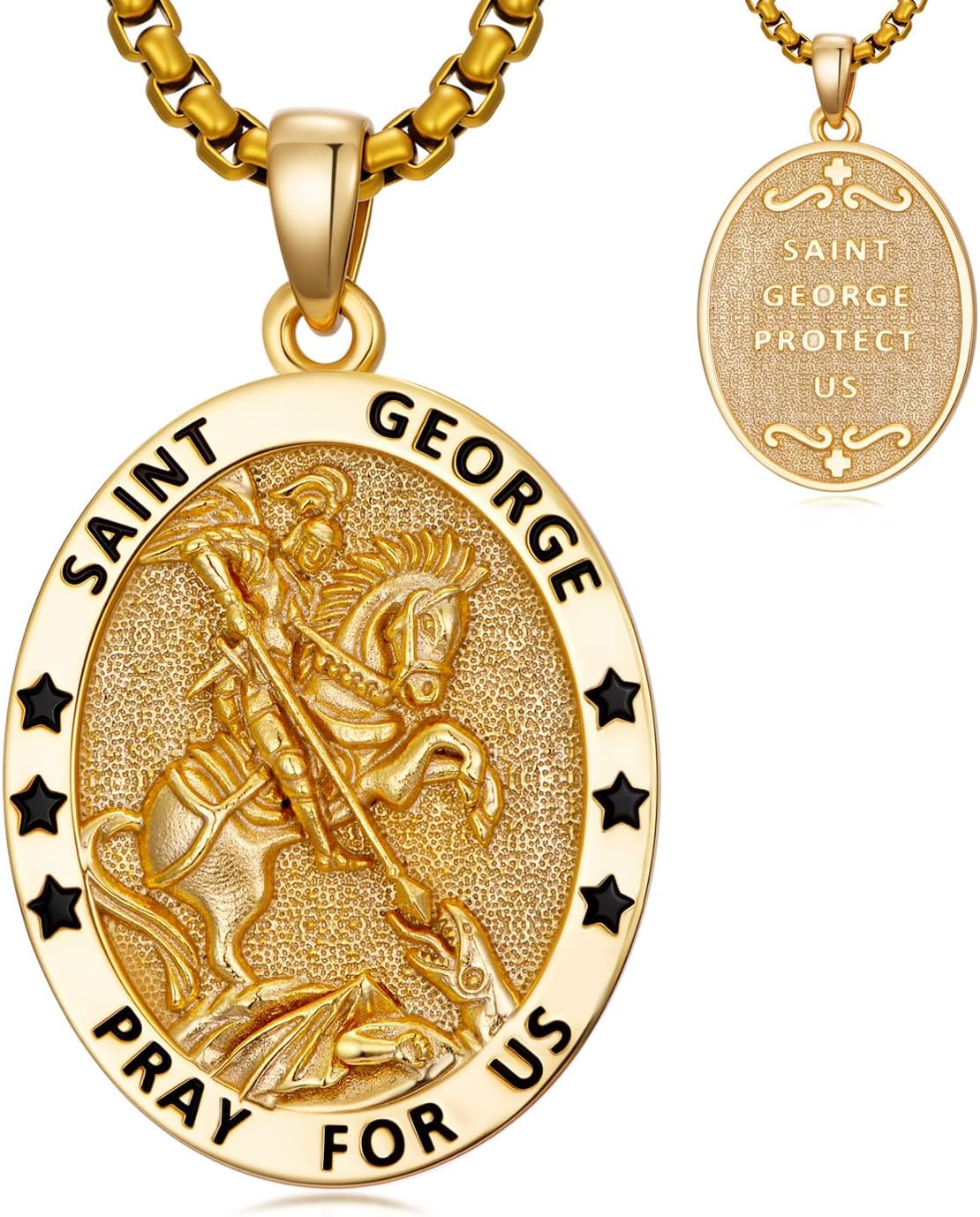 St. George Necklace 925 Sterling Silver Amulet for Men Women