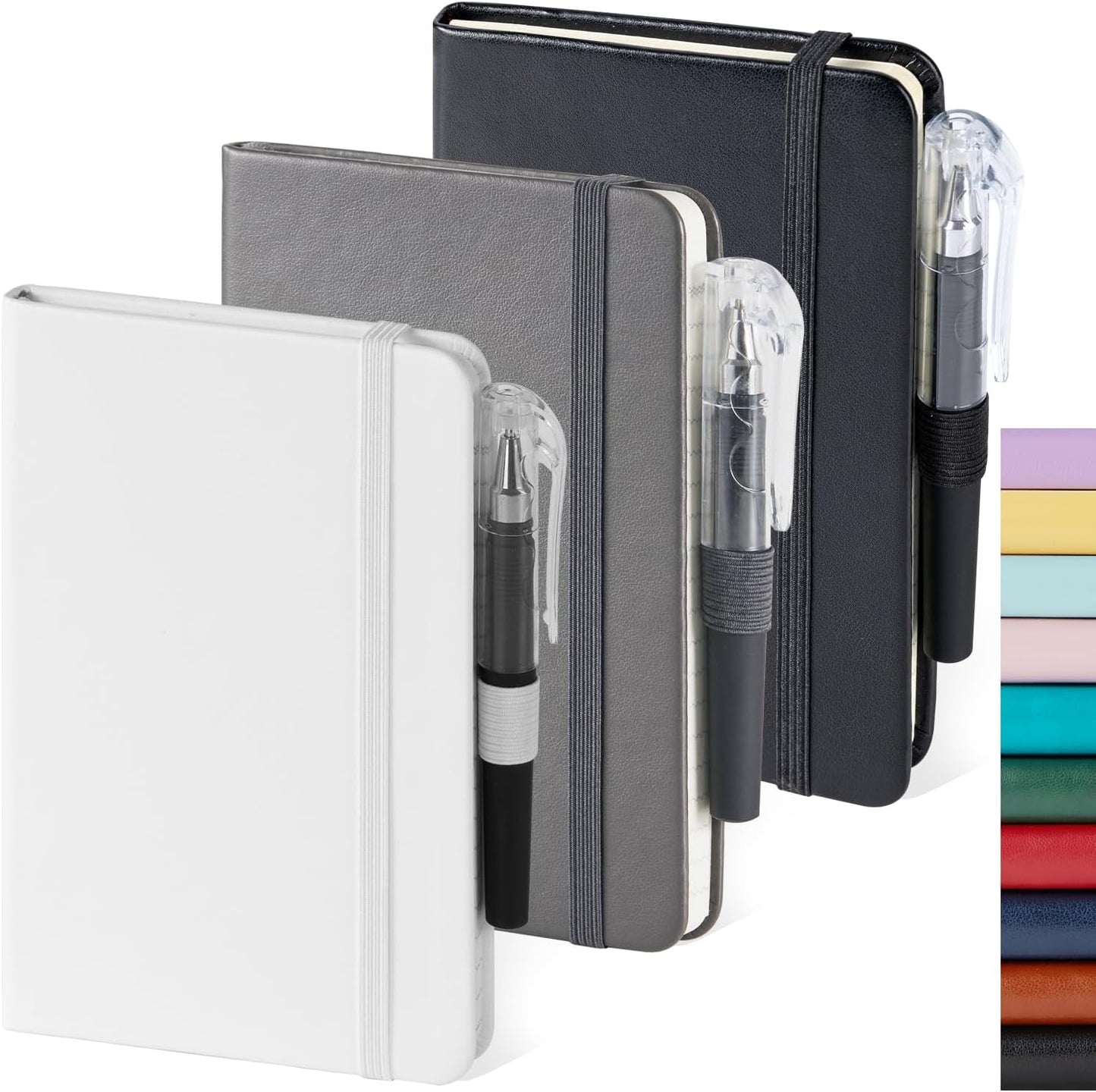 NIRMIRO A6 Mini Notebooks Set 3PK | Pocket Size Journal with Pen | 408 Pages 100GSM Lined
