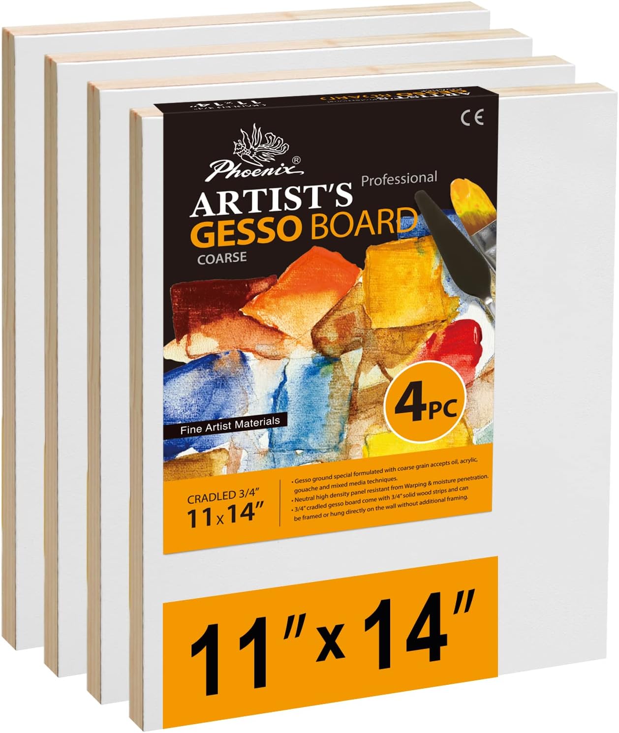 Gesso Boards for Painting - 11x14 Inch Cradled Wood Panels