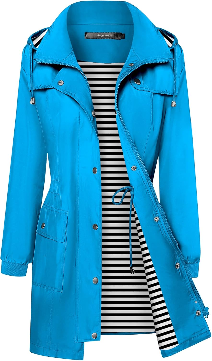 Bloggerlove Lightweight Waterproof Rain Jacket for Women Outdoor