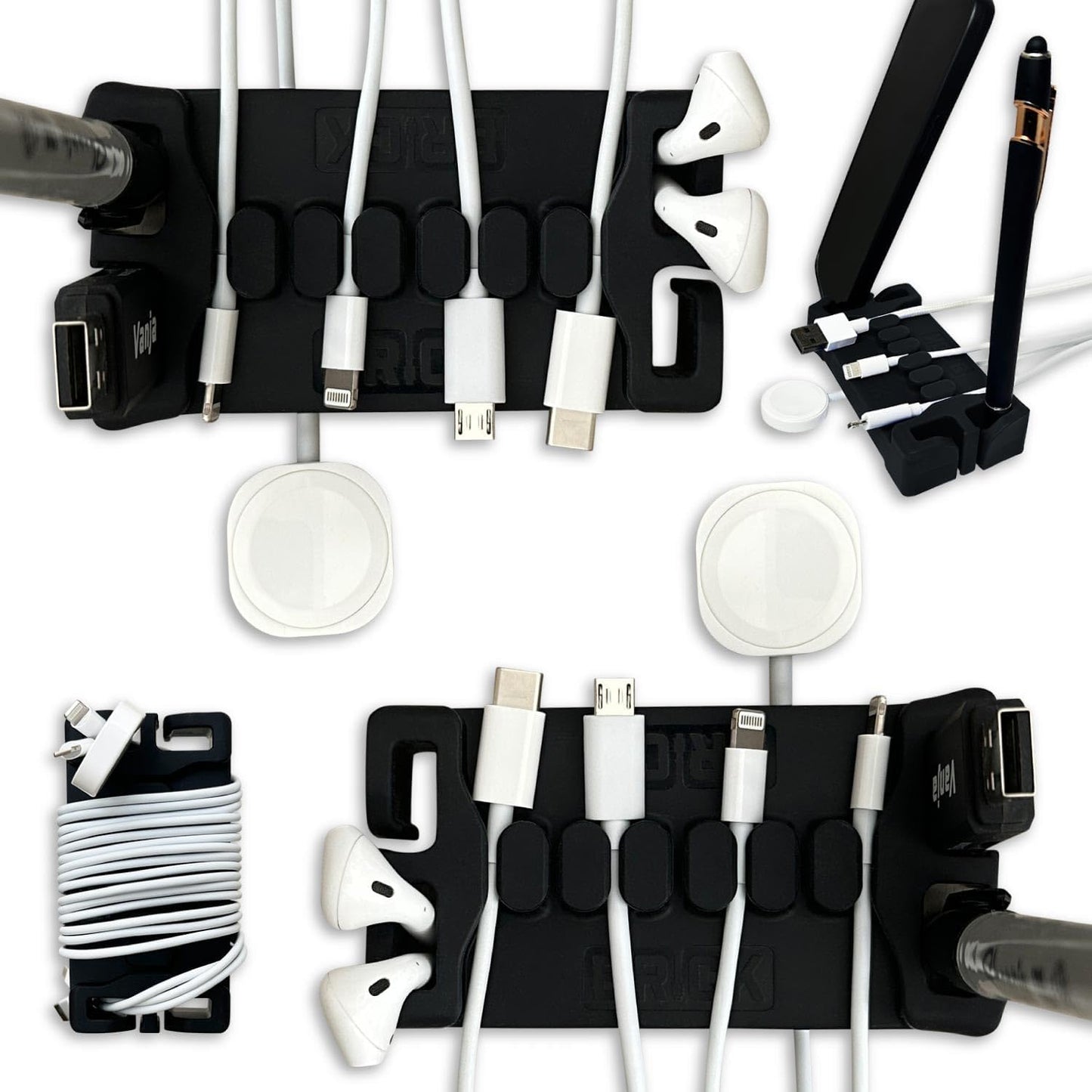 DeskBrick Non-Slip Steel-Weighted Desk Organizers for Cables