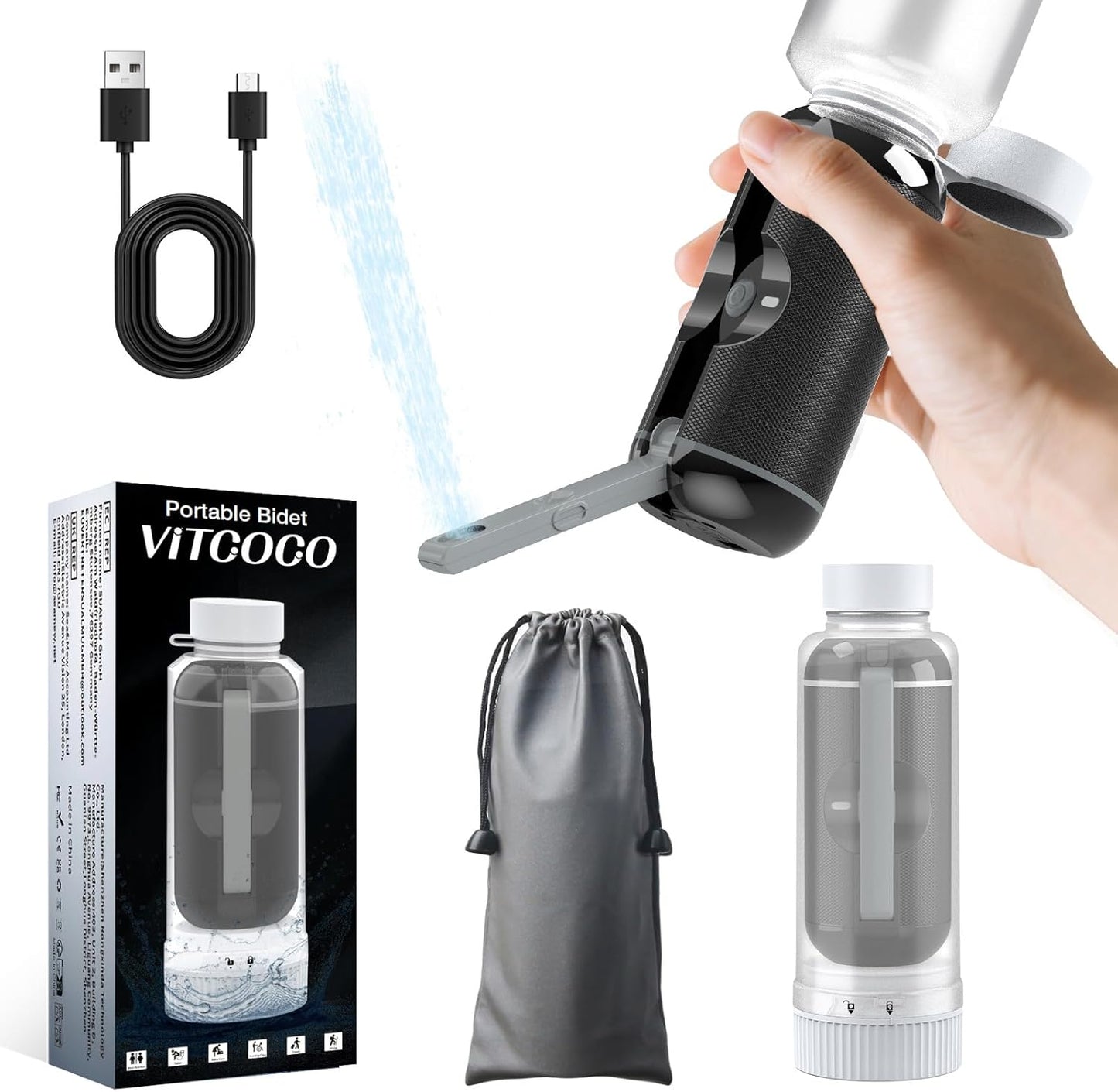 Portable Bidet for Travel - VITCOCO USB-C Rechargeable Sprayer