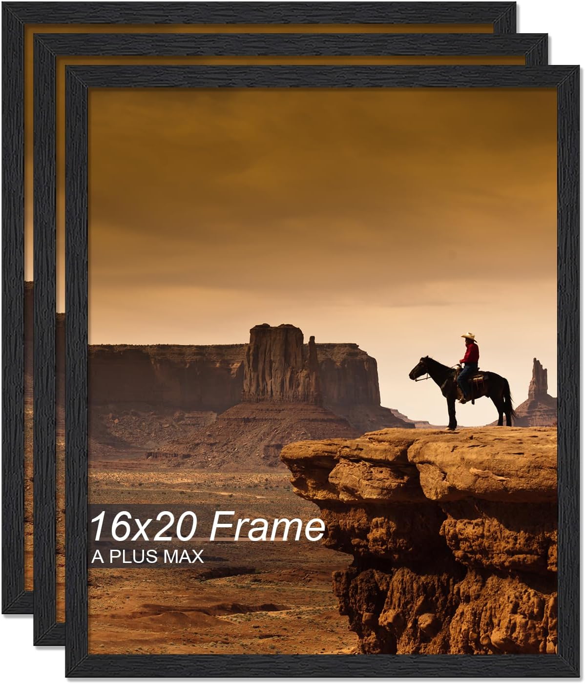16x20 Picture Frame Set of 3 - Stylish Black Frames for Photos