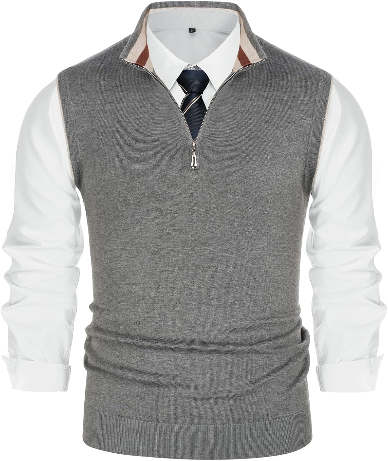 PJ PAUL JONES Mens Sweater Vest with Contrast Stripes Design