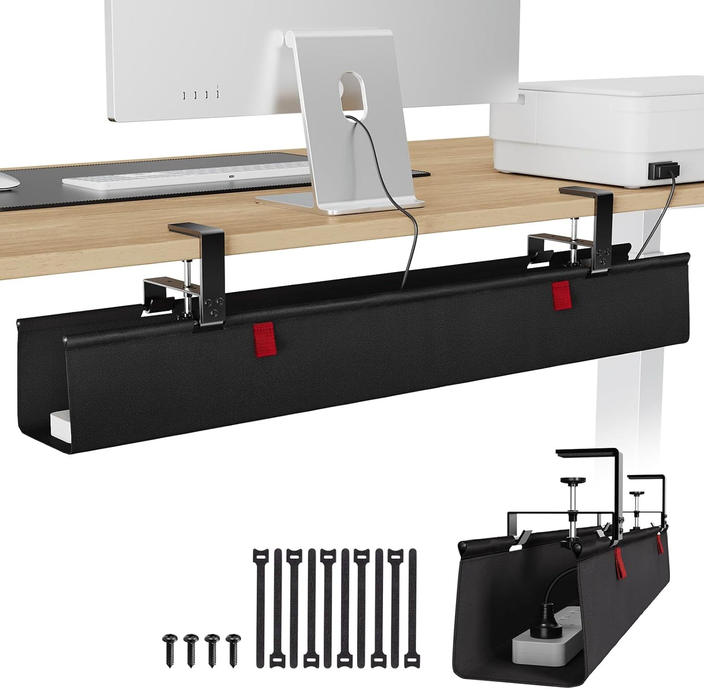 KEEGH Large 36in Under Desk Cable Management Tray for Organizing