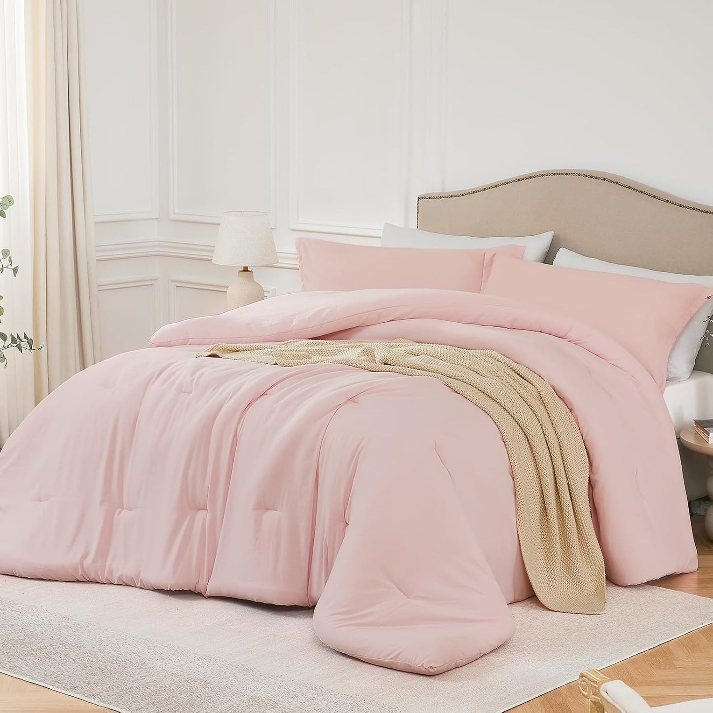 Full Comforter Sets Blushpink, Soft Lightweight Bedding Set