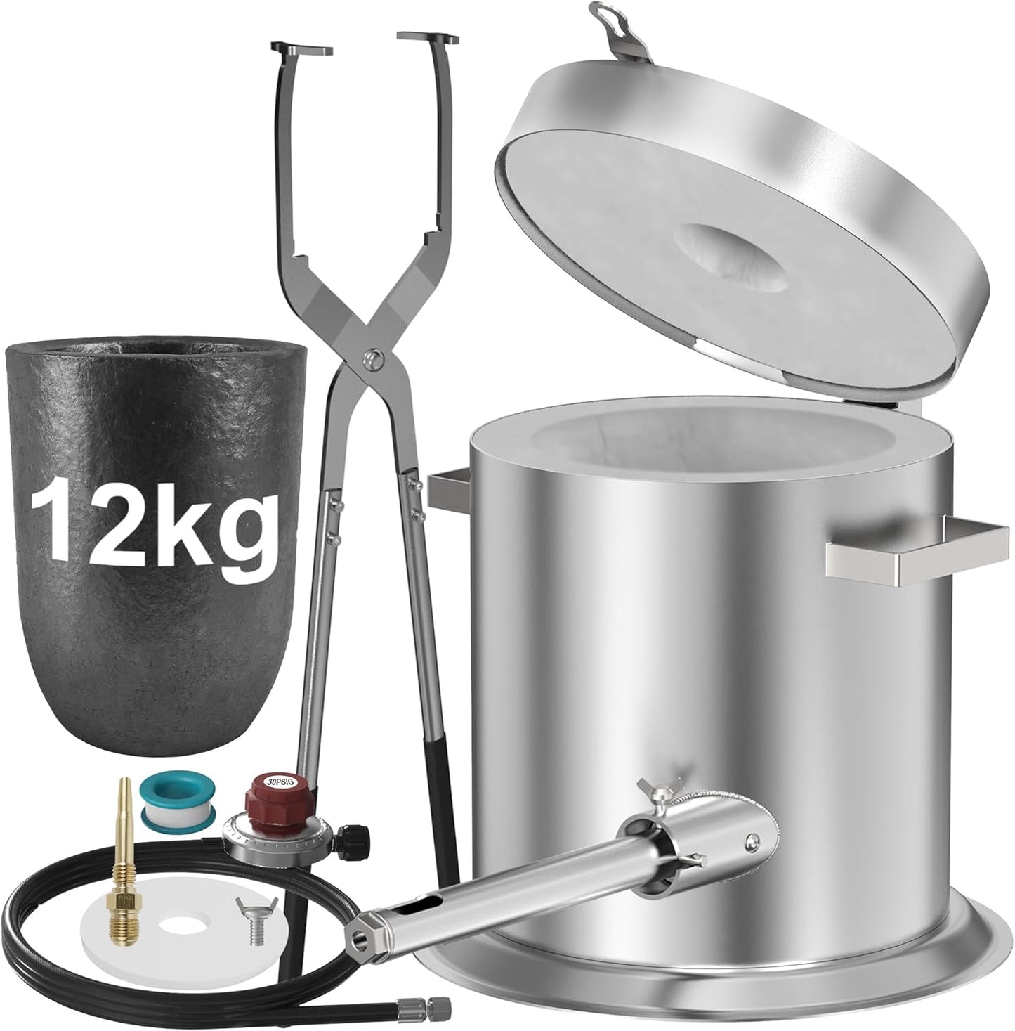 Nelyrho 12KG Hinge Flip Top Propane Melting Furnace for Metal