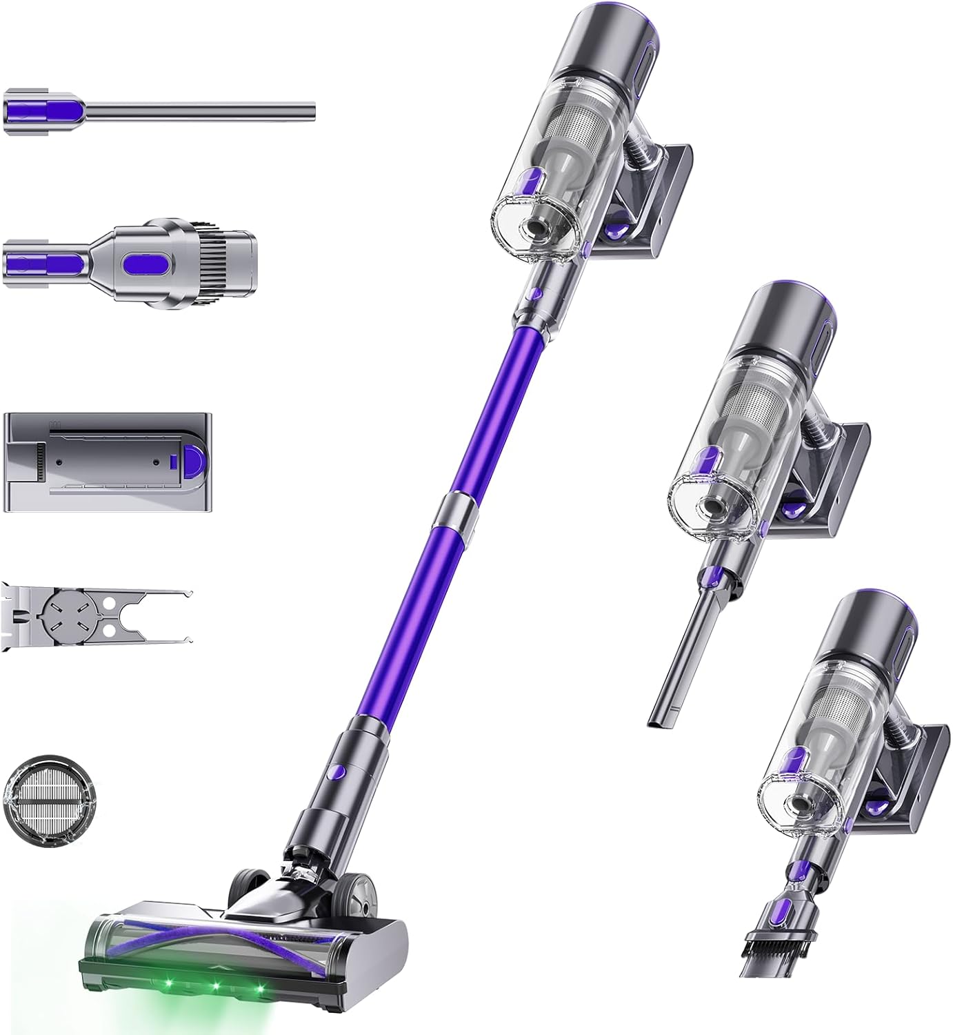 Powerful Cordless Vacuum: 55Kpa Suction, 60Min Runtime