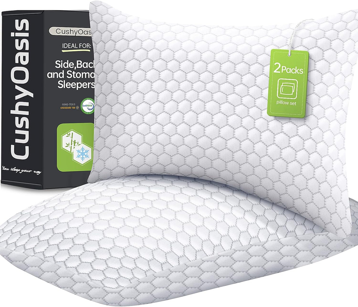 Shredded Memory Foam Pillow Set for Comfortable Sleep