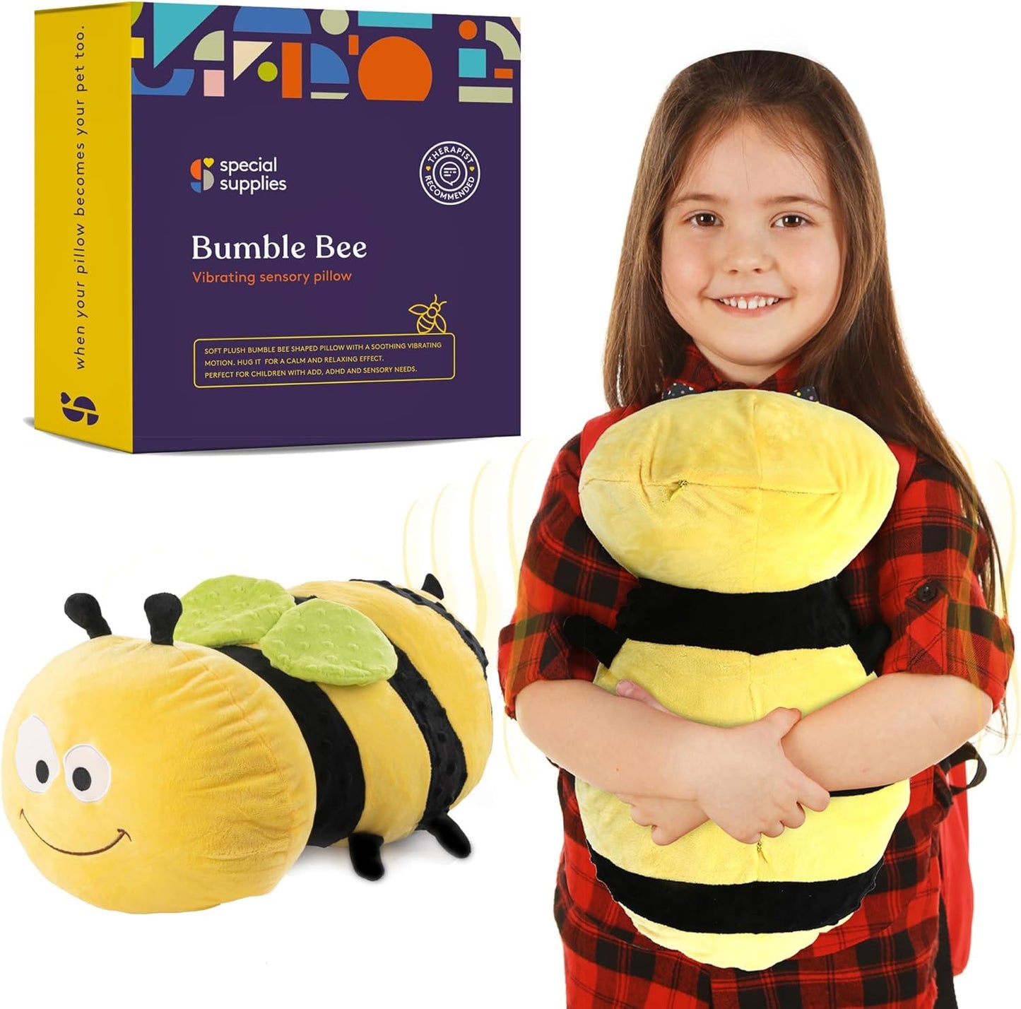 Special Supplies Bumble Bee Sensory Vibrating Pillow for Comfort