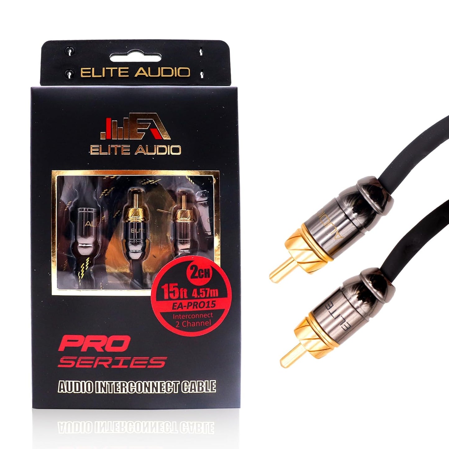 Elite Audio Pro Series 15ft 2-Channel RCA Cable for Superior Sound