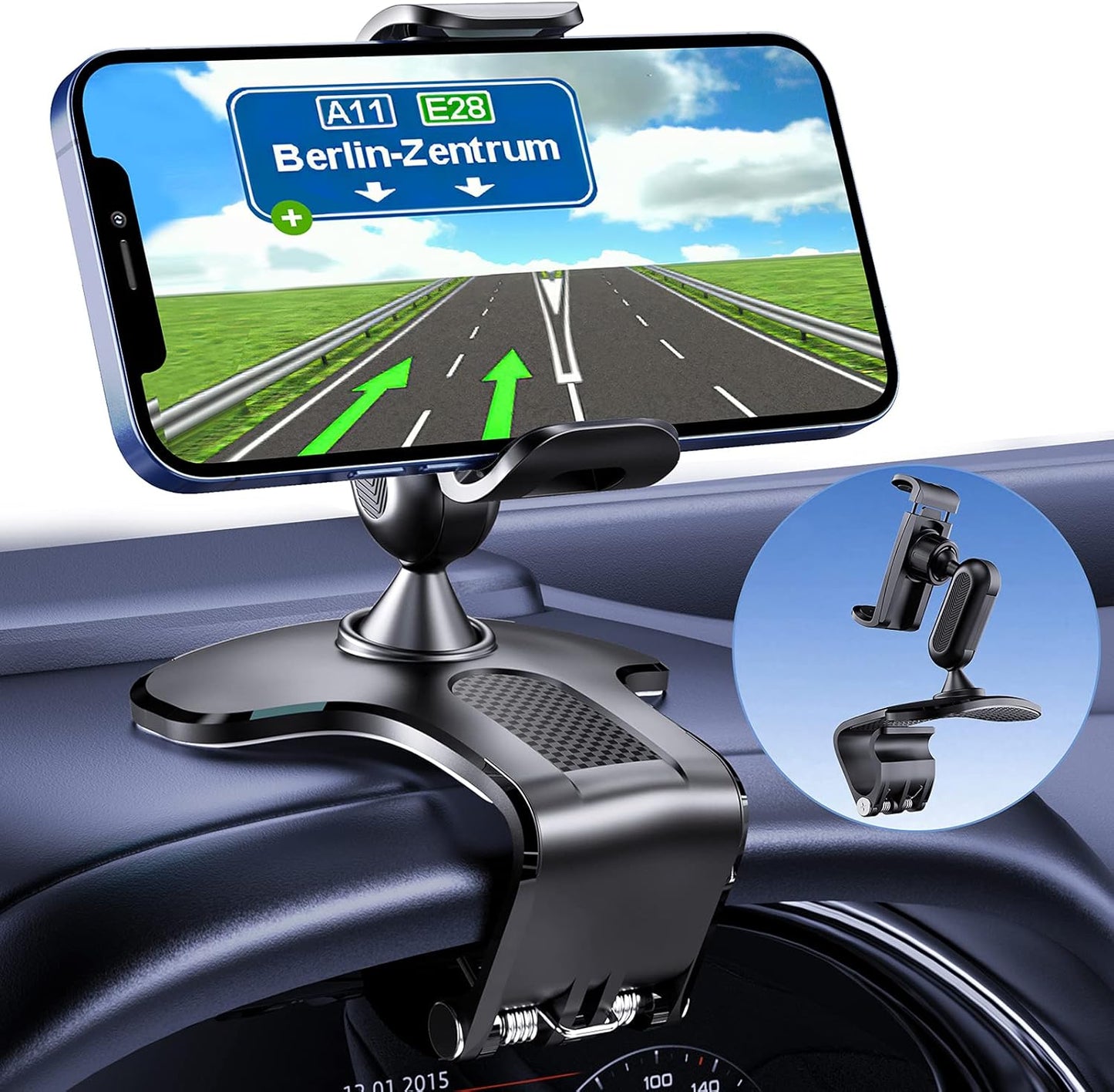 360 Rotation Clip Mount for 4-7 Phones - Hands-Free Driving with BANDICAL