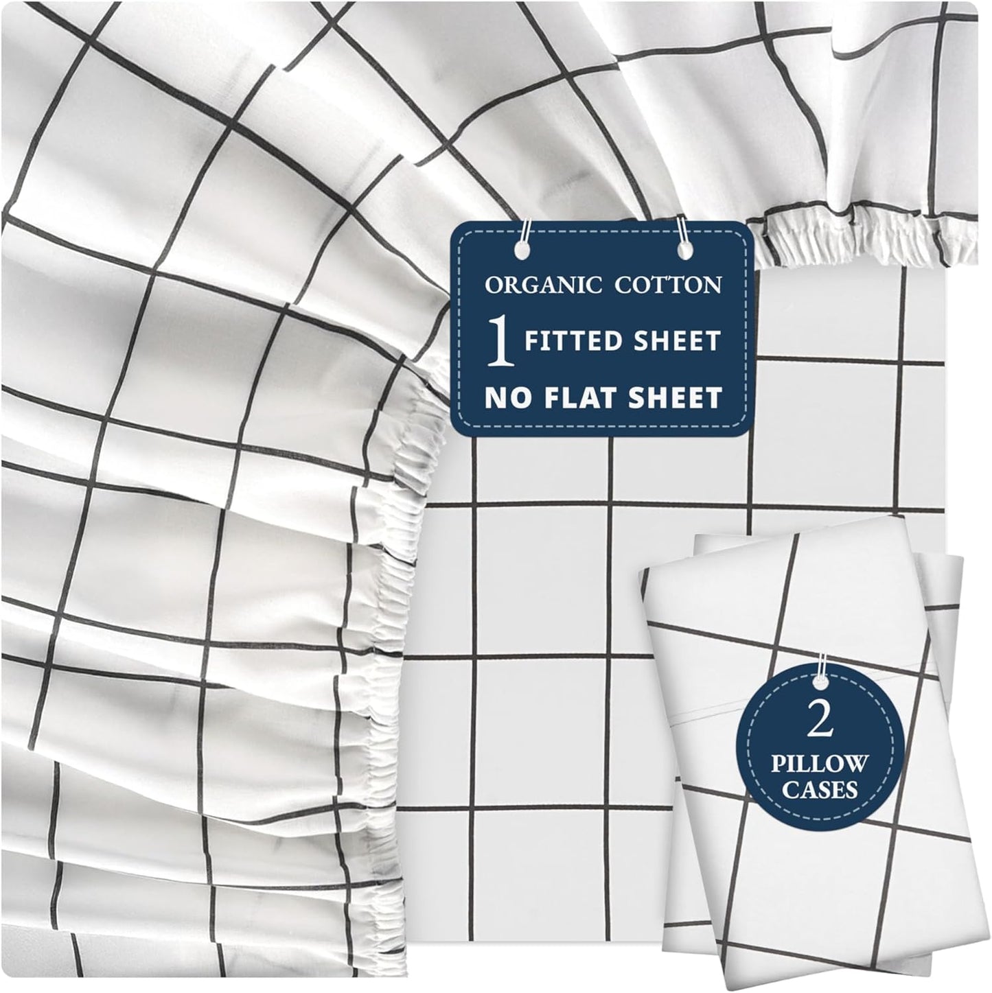 Organic Cotton Fitted Sheet Queen Plus Pillowcases for Comfort