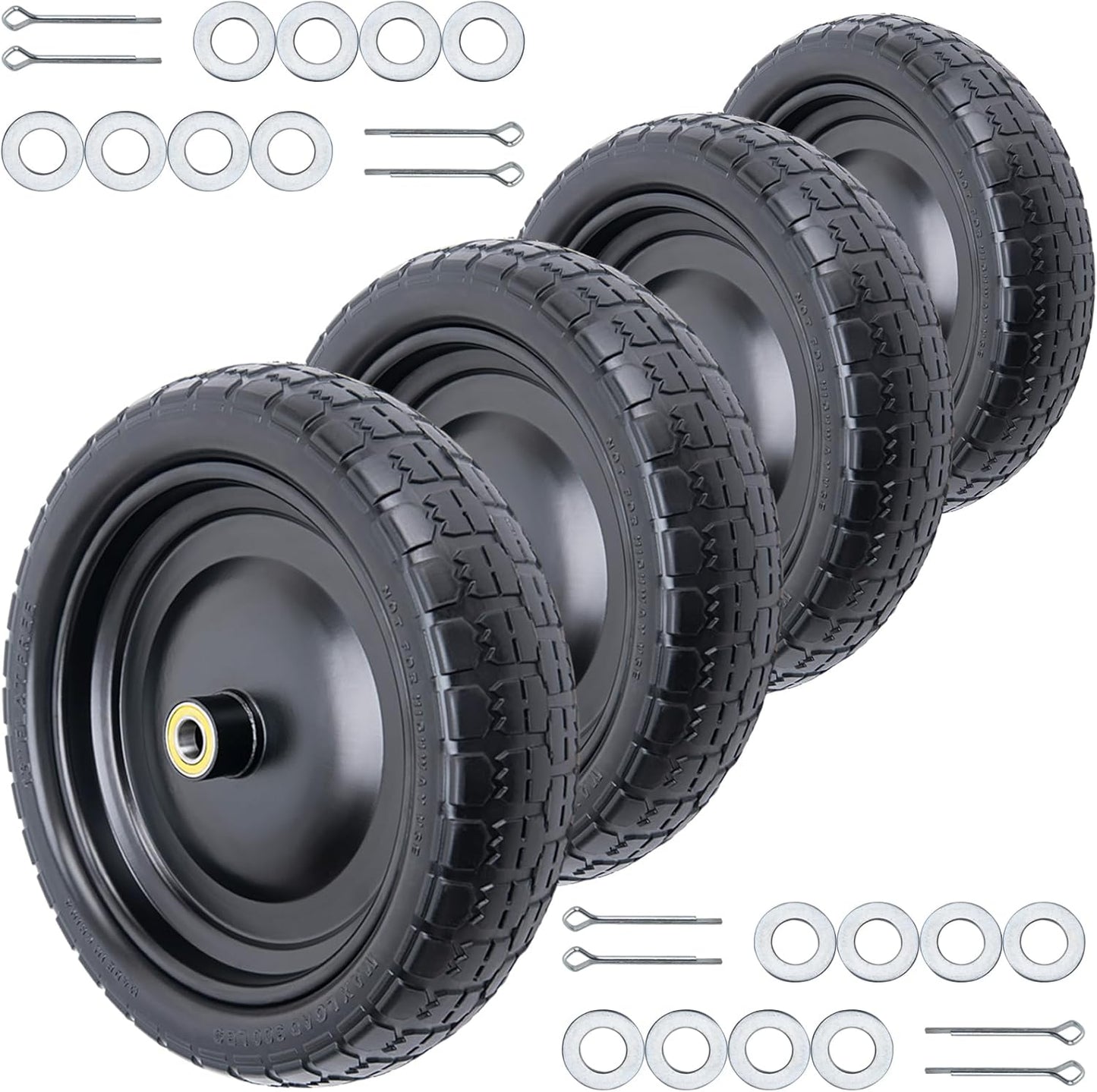 13 Flat Free Wheels 4.00-6 Tire Set for Garden Carts & More