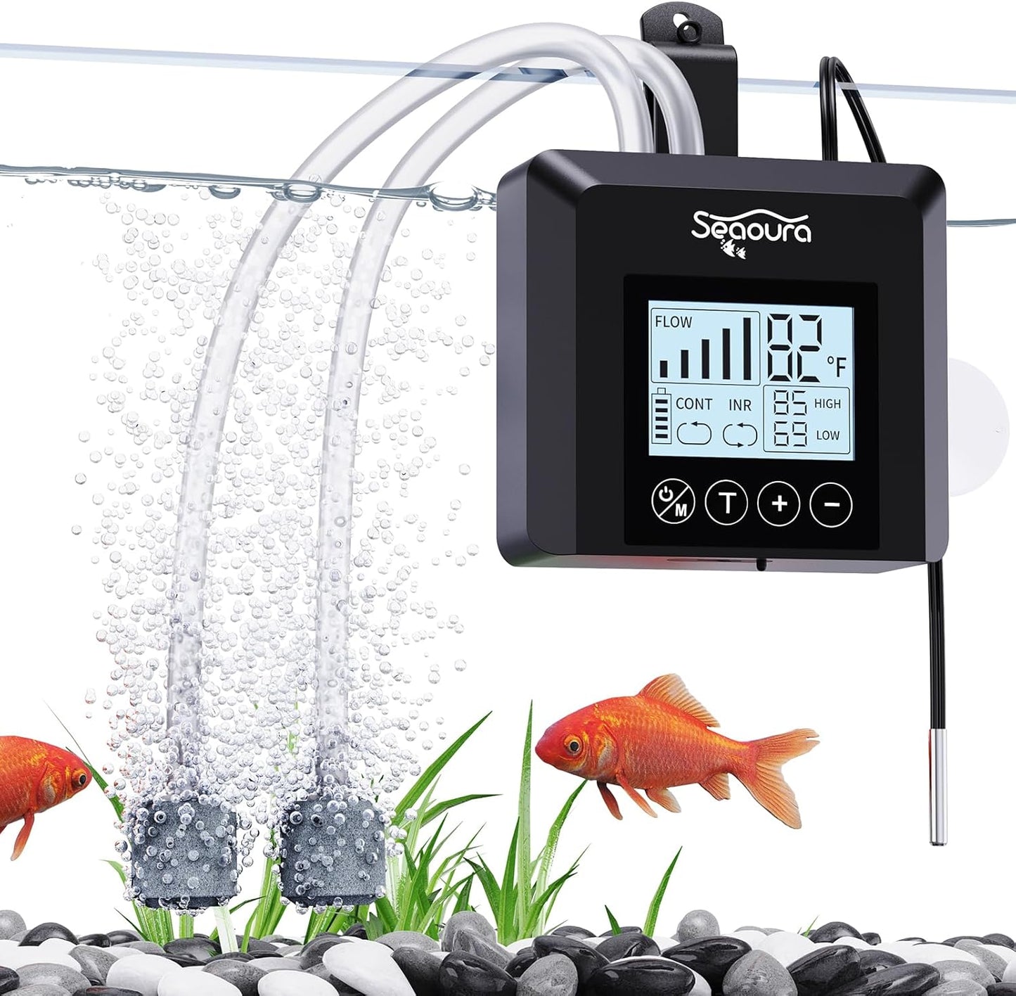 SEAOURA Portable Rechargeable Aquarium Aerator - Silent Fishing Oxygen Pump