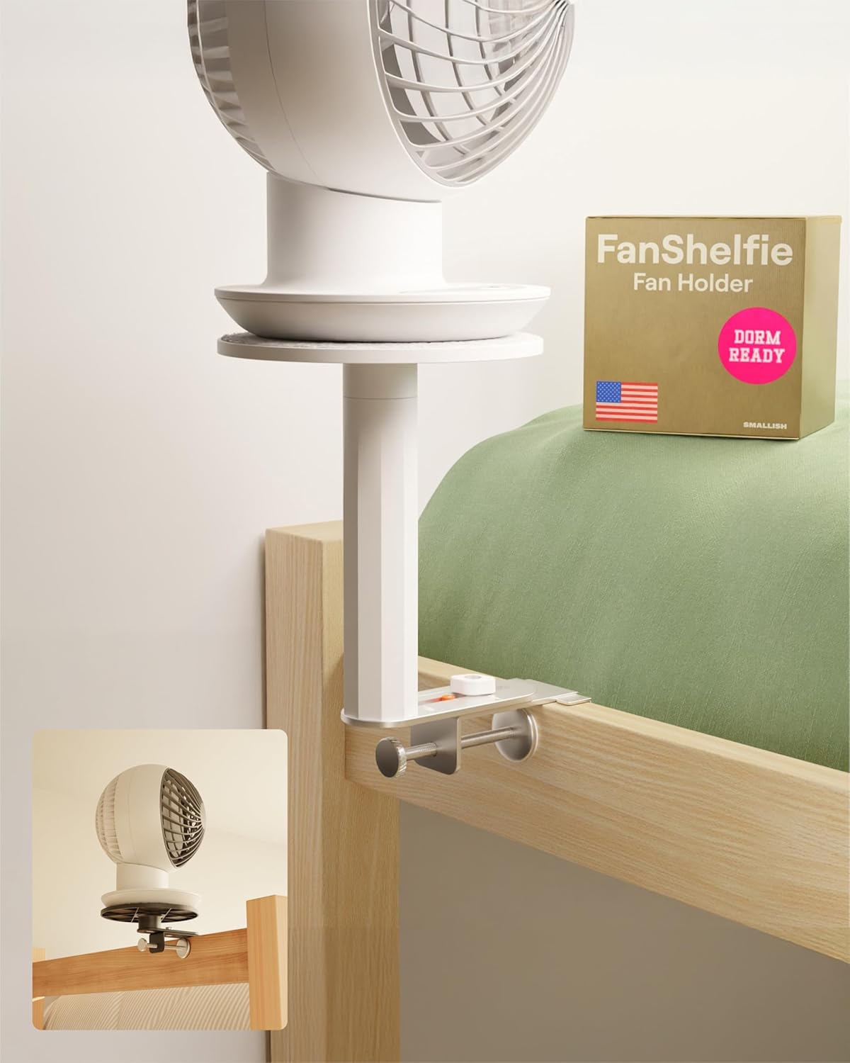 FanShelfie Adjustable Fan Holder for Dorm Room Comfort