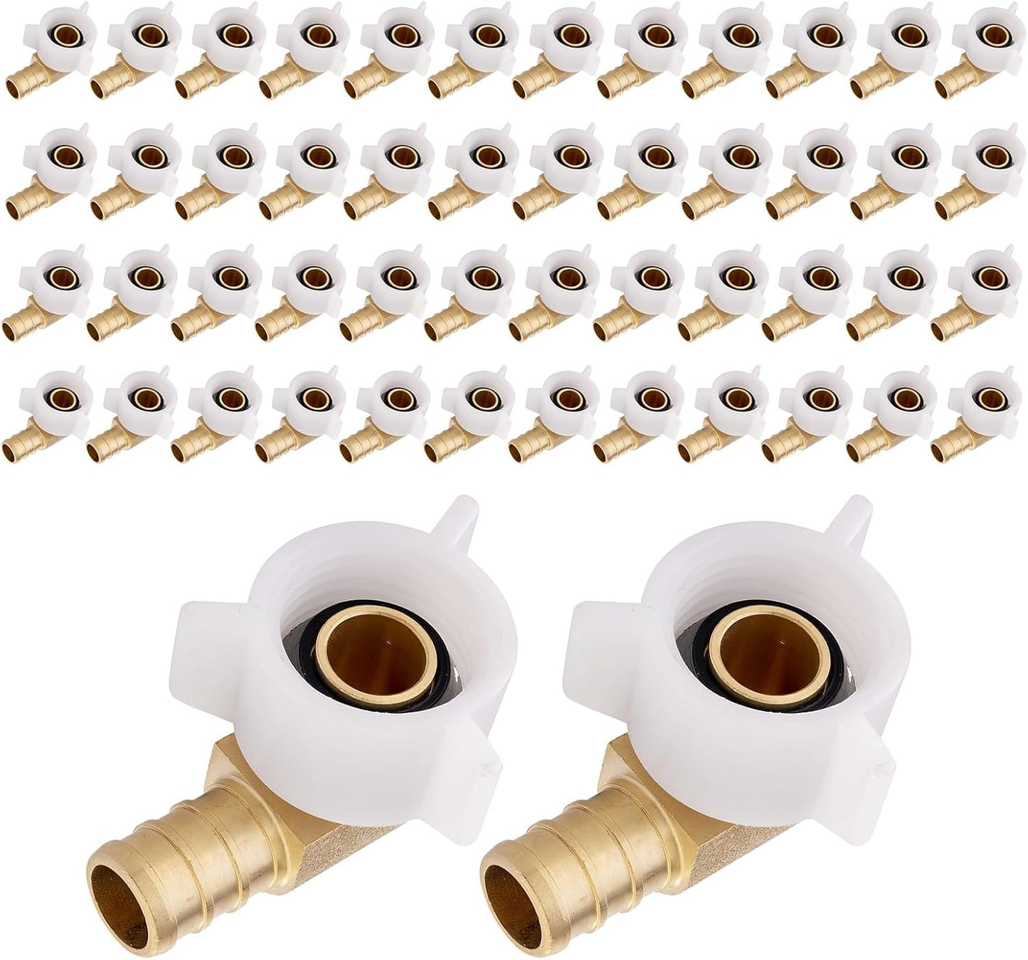 Pack of 50 Pex Crimp 3/4 in Female NPT Swivel Elbow Brass Fittings