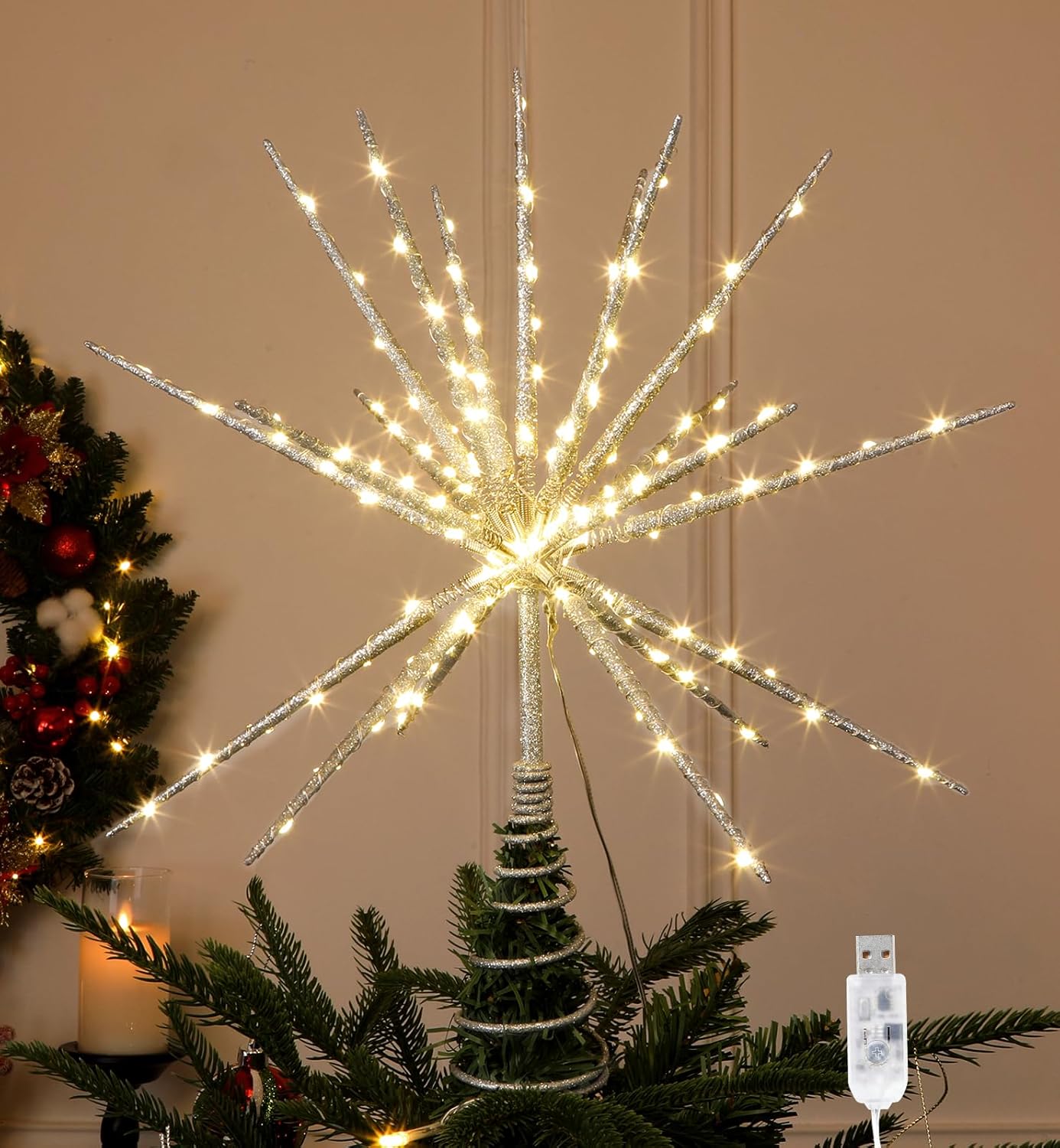 15 Inch Christmas Tree Star Topper with 150 LED Lights